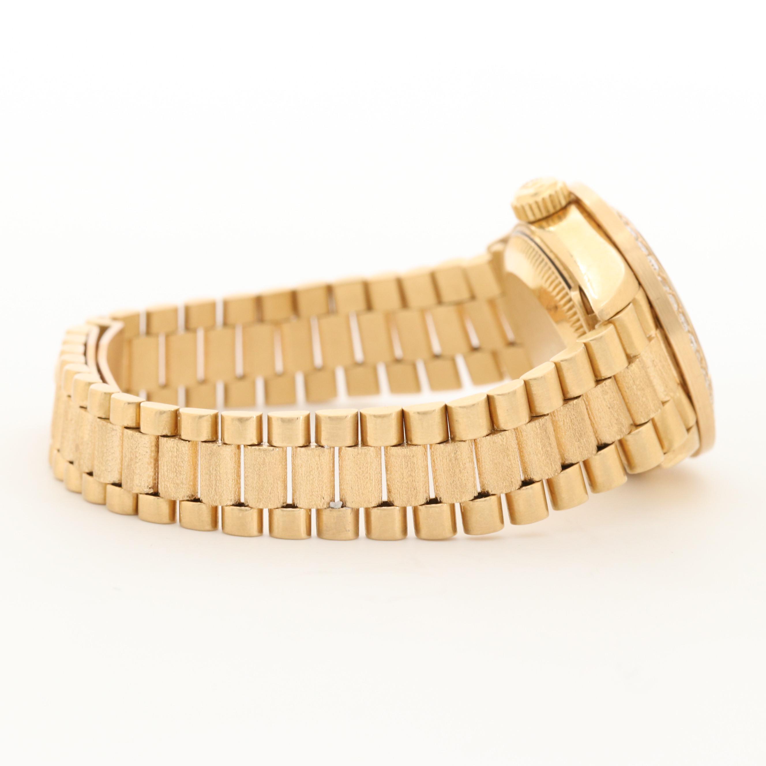 Rolex Datejust President 18K Gold Automatic Watch With 1.20 CTW Diamonds