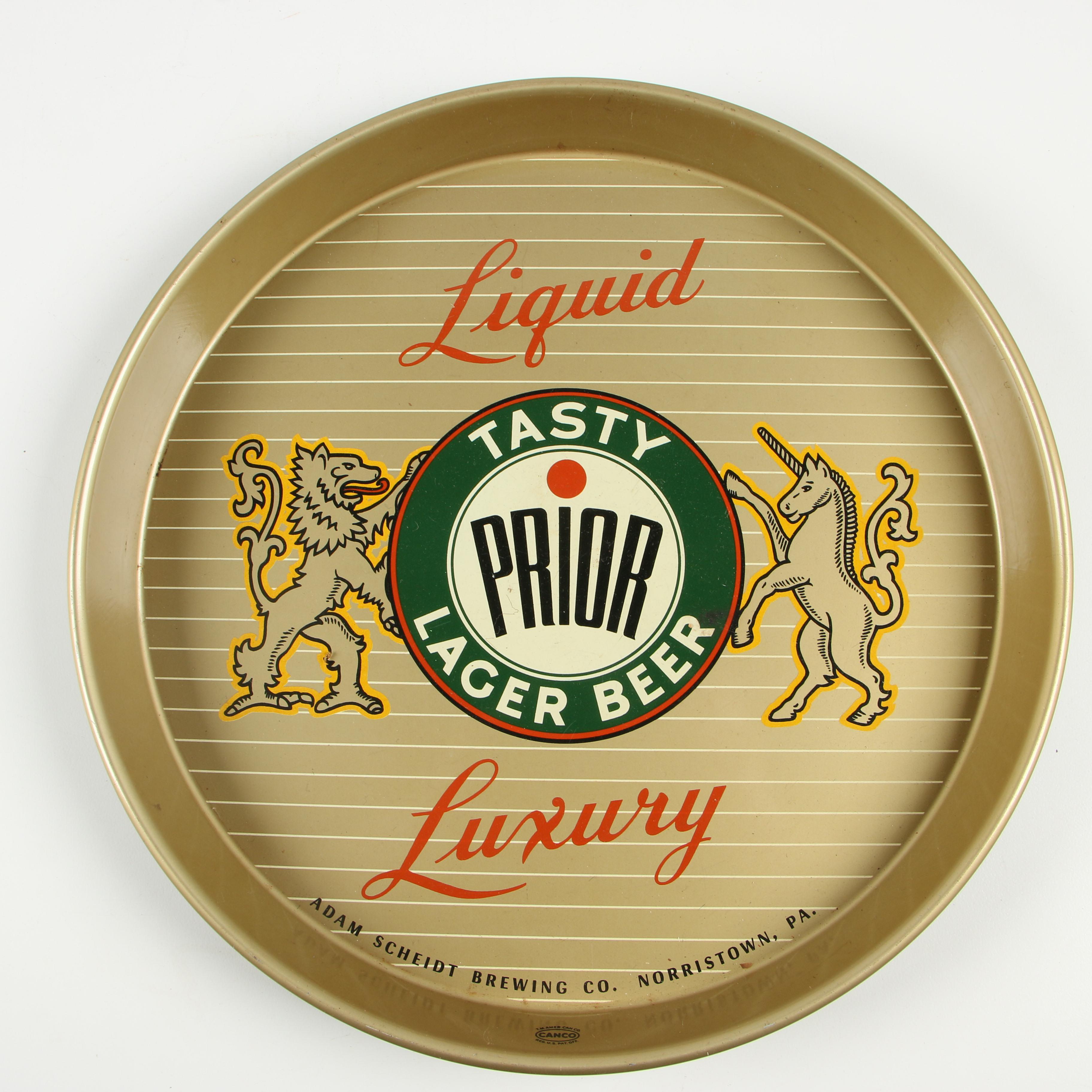 Enameled Tin Beer Serving Trays including Trommer and Schaefer