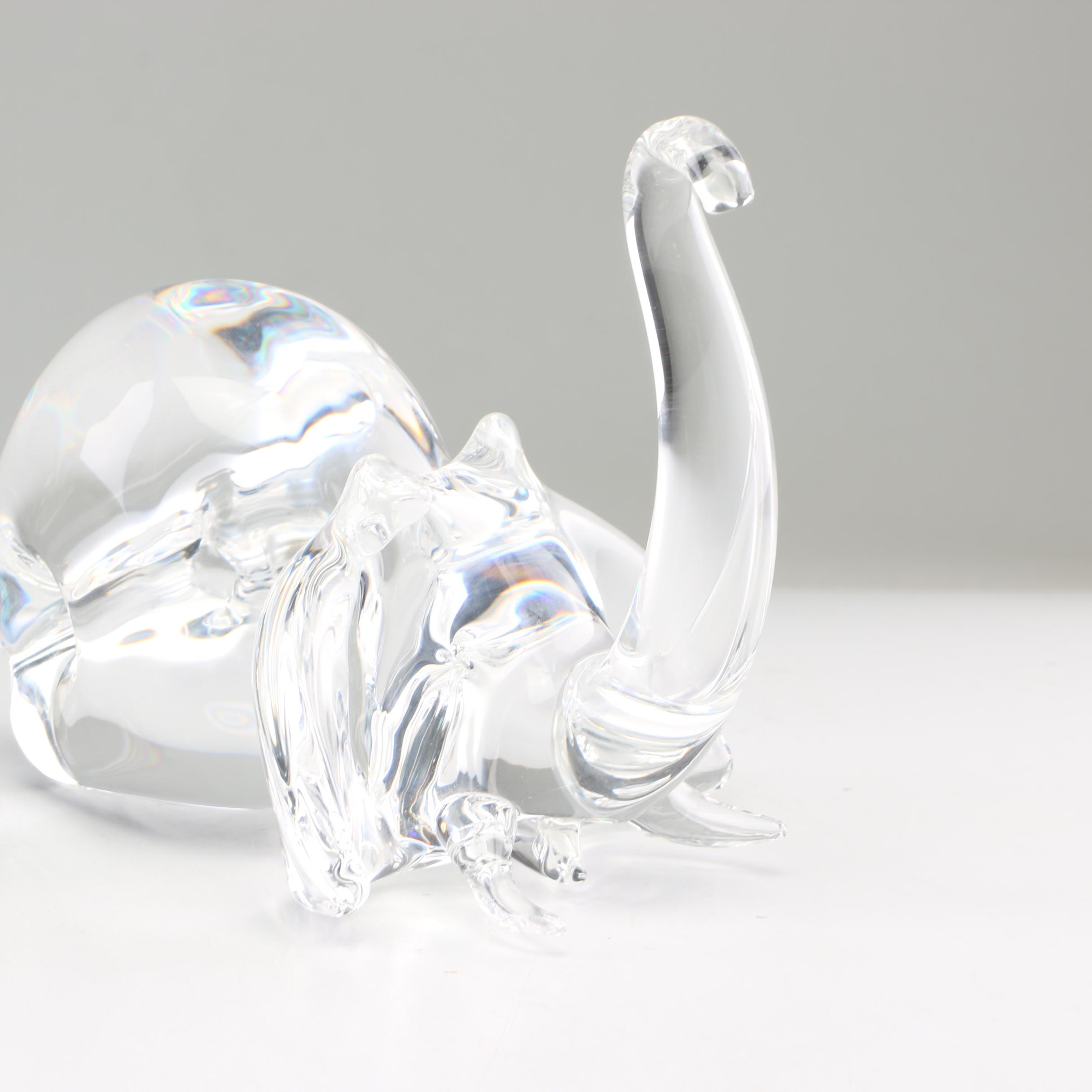 Steuben Art Glass "Trumpeting Elephant" Figurine Designed by James Houston