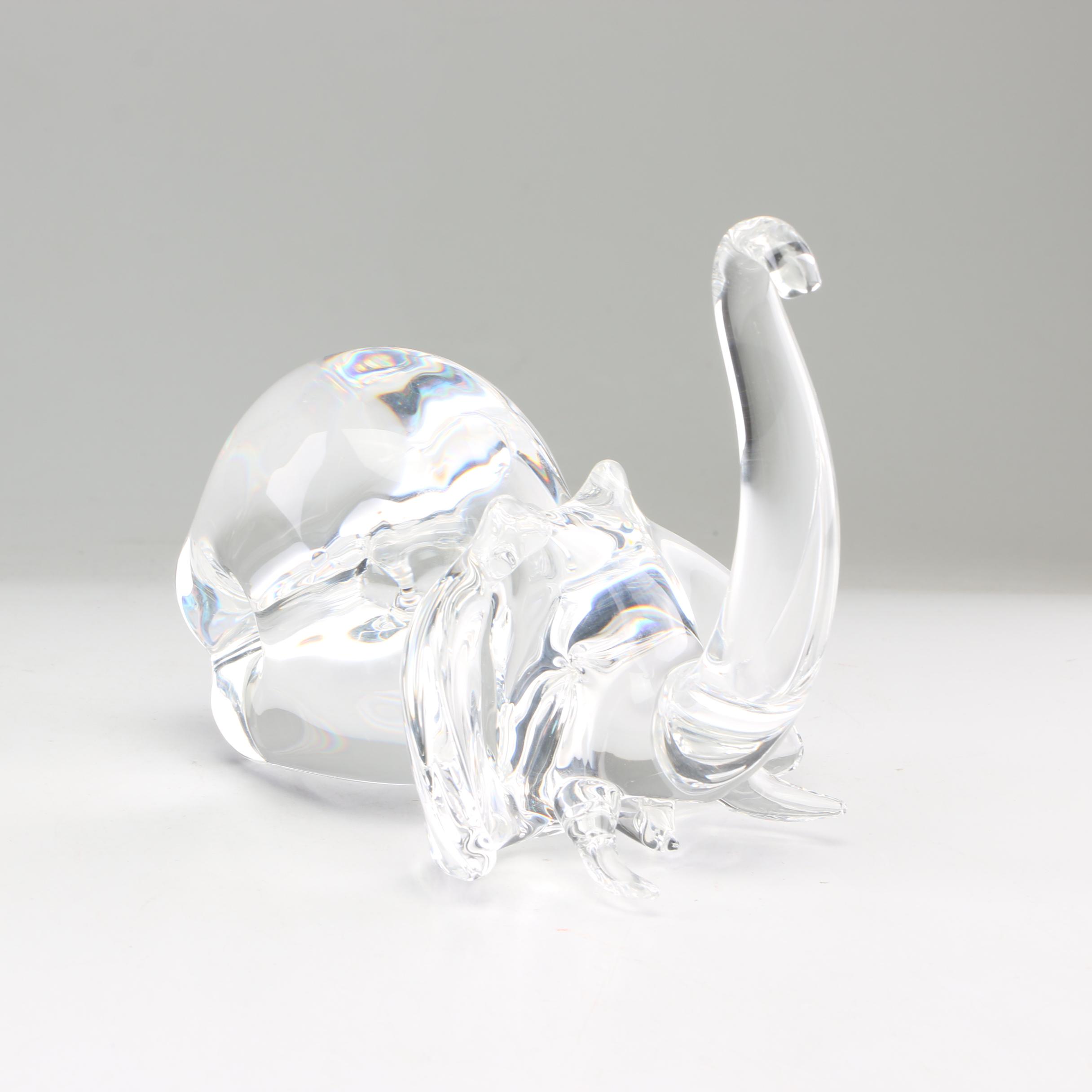 Steuben Art Glass "Trumpeting Elephant" Figurine Designed by James Houston
