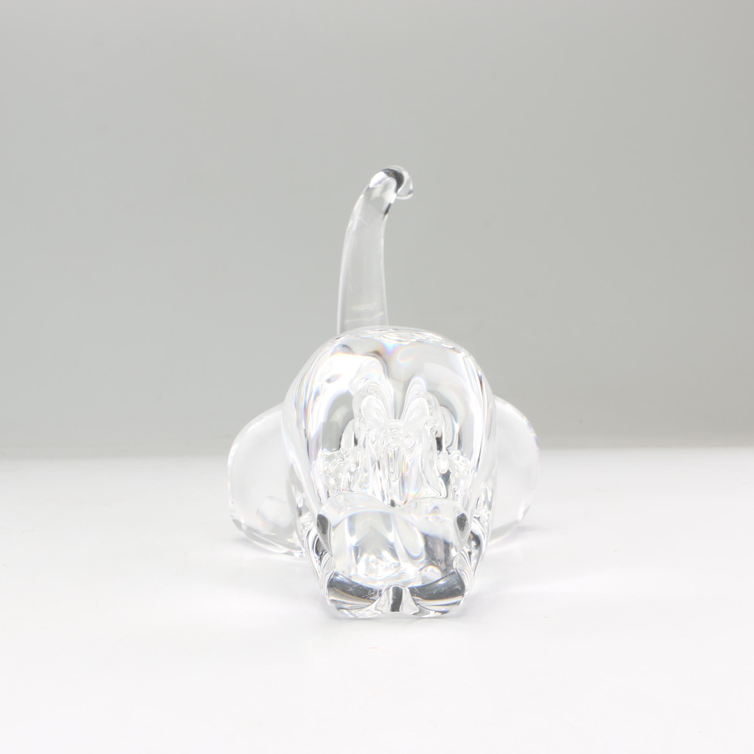 Steuben Art Glass "Trumpeting Elephant" Figurine Designed by James Houston