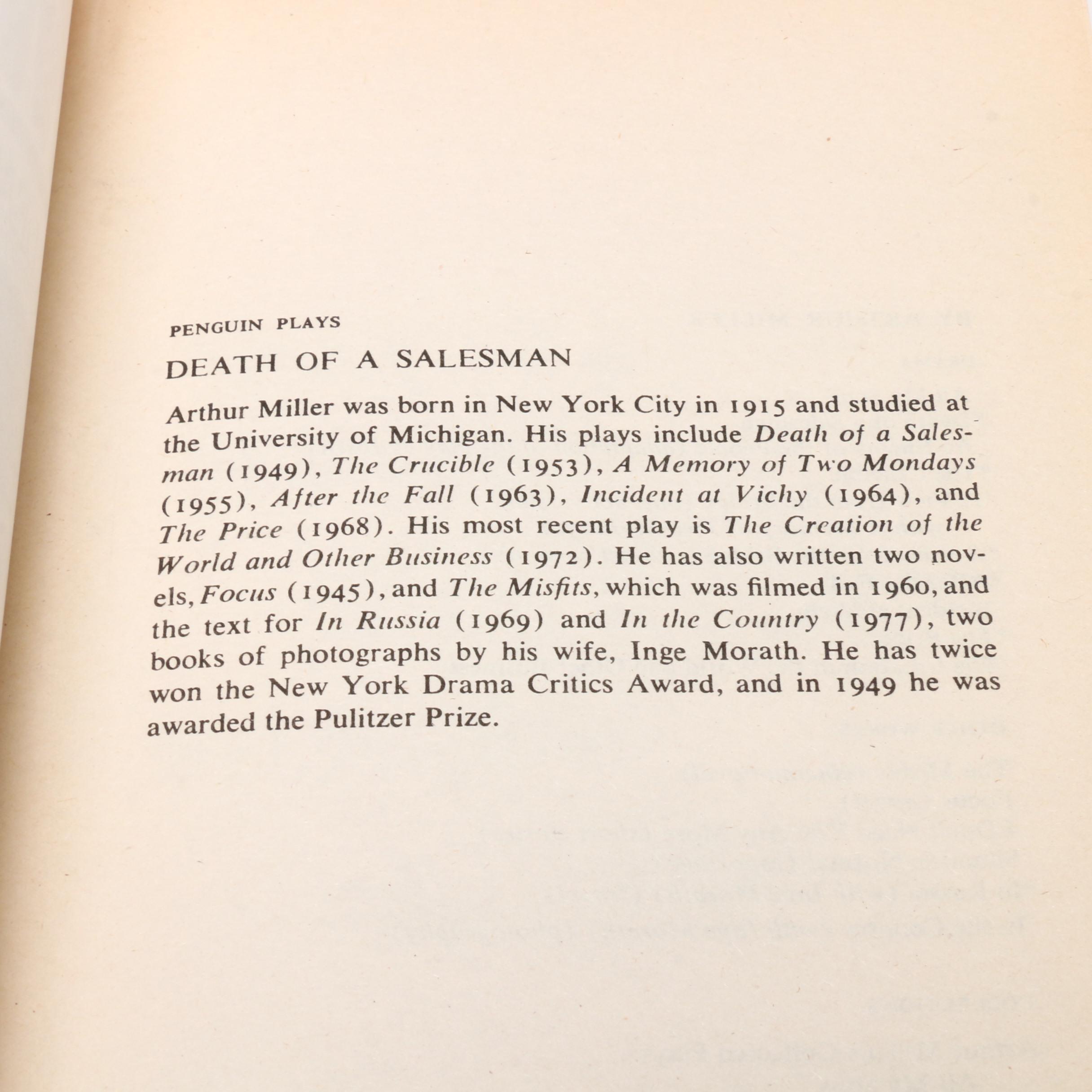 Signed "Death of a Salesman" by Arthur Miller, 1986  Visual COA
