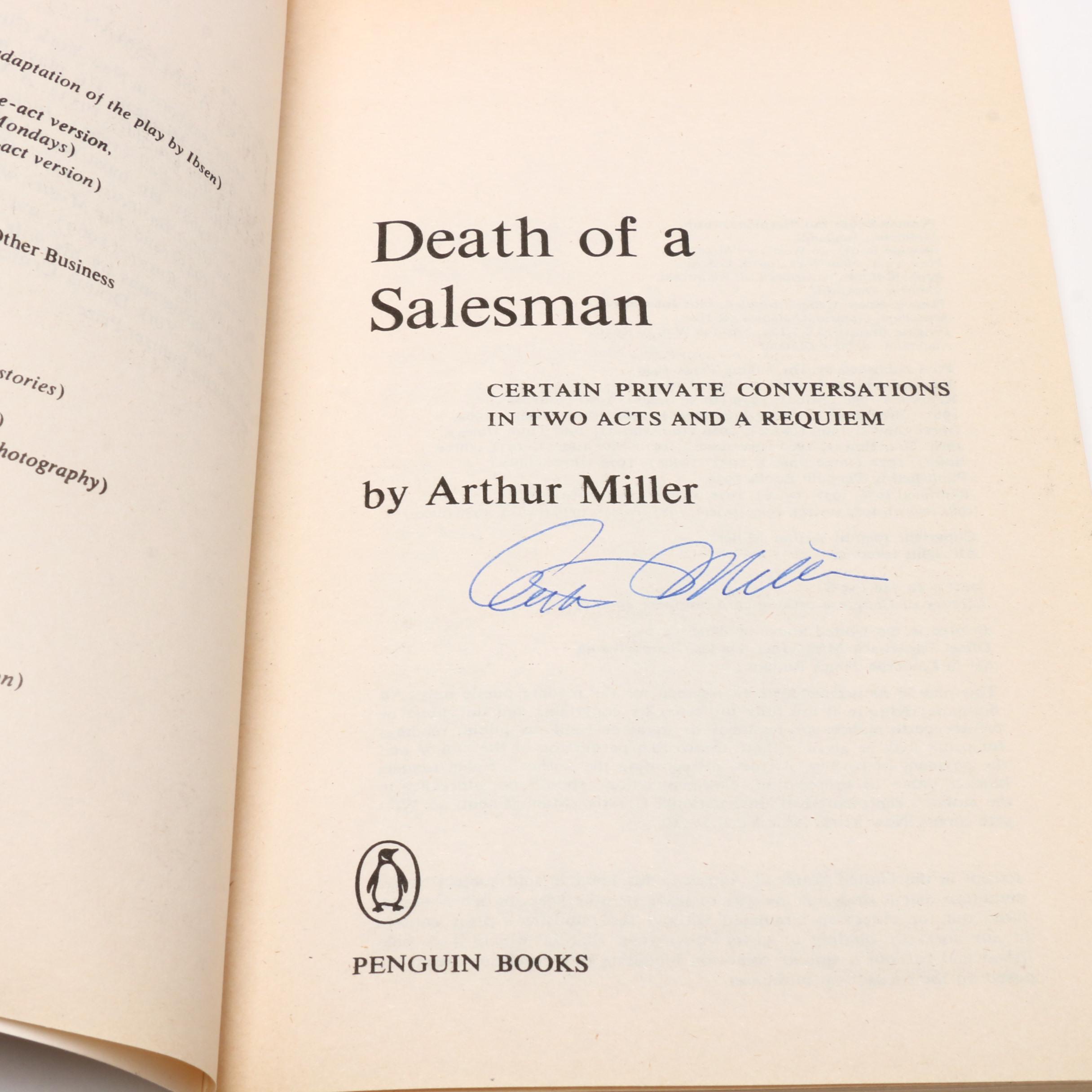 Signed "Death of a Salesman" by Arthur Miller, 1986  Visual COA