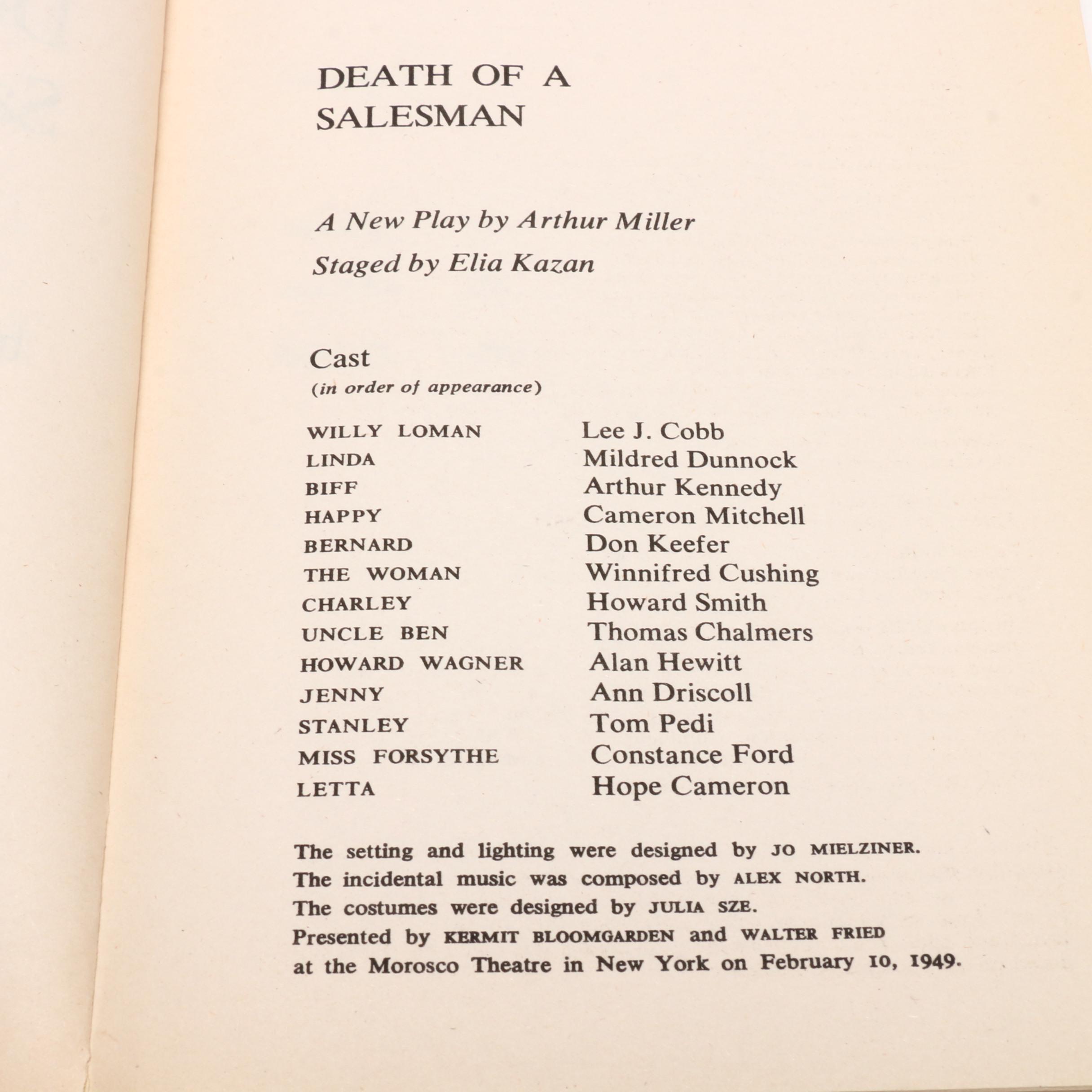 Signed "Death of a Salesman" by Arthur Miller, 1986  Visual COA