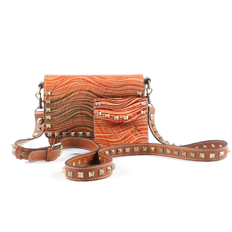 Patricia Nash Wavy Striped Collection Hermosa Studded Crossbody with Wallet