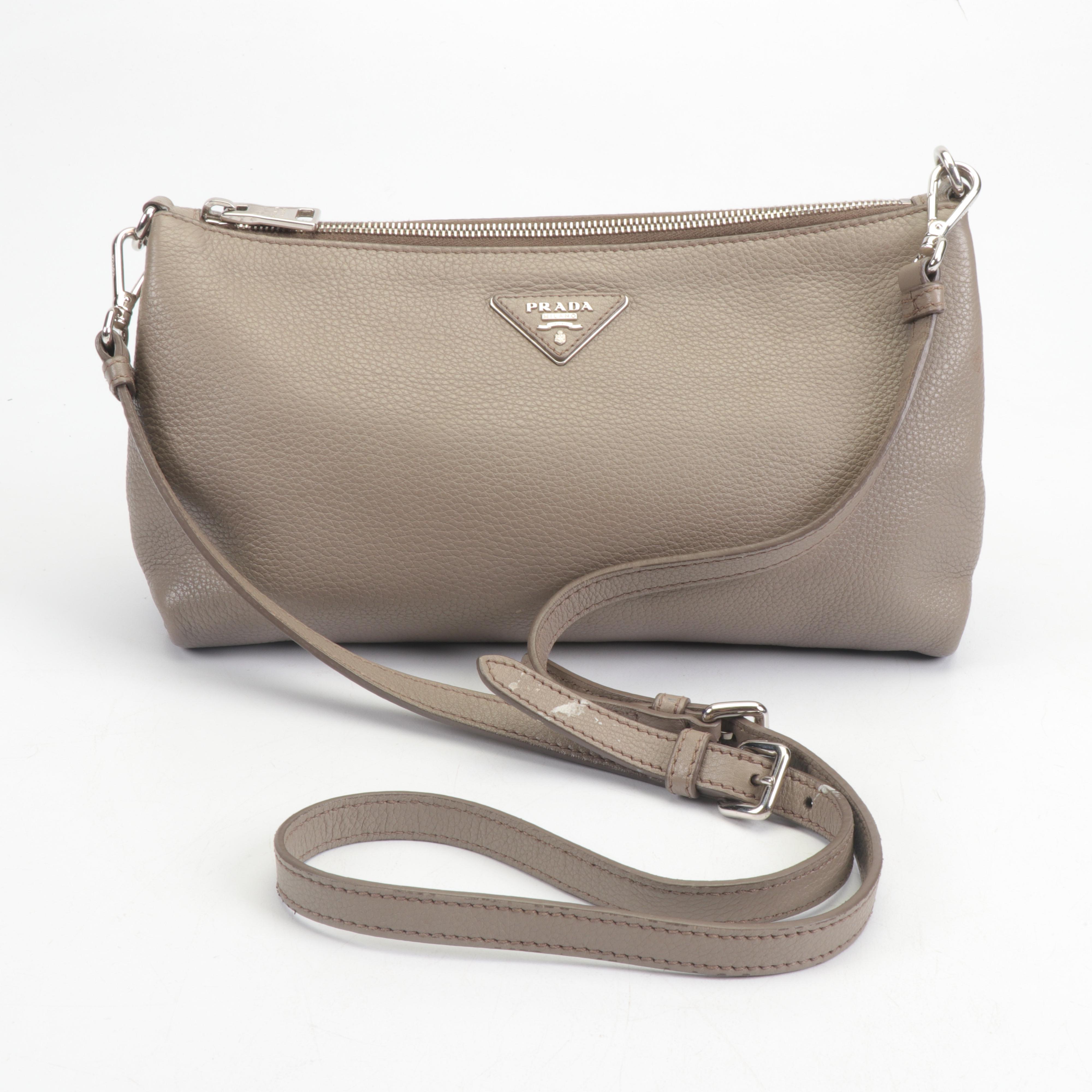 Prada Daino Leather Crossbody Bag in Taupe