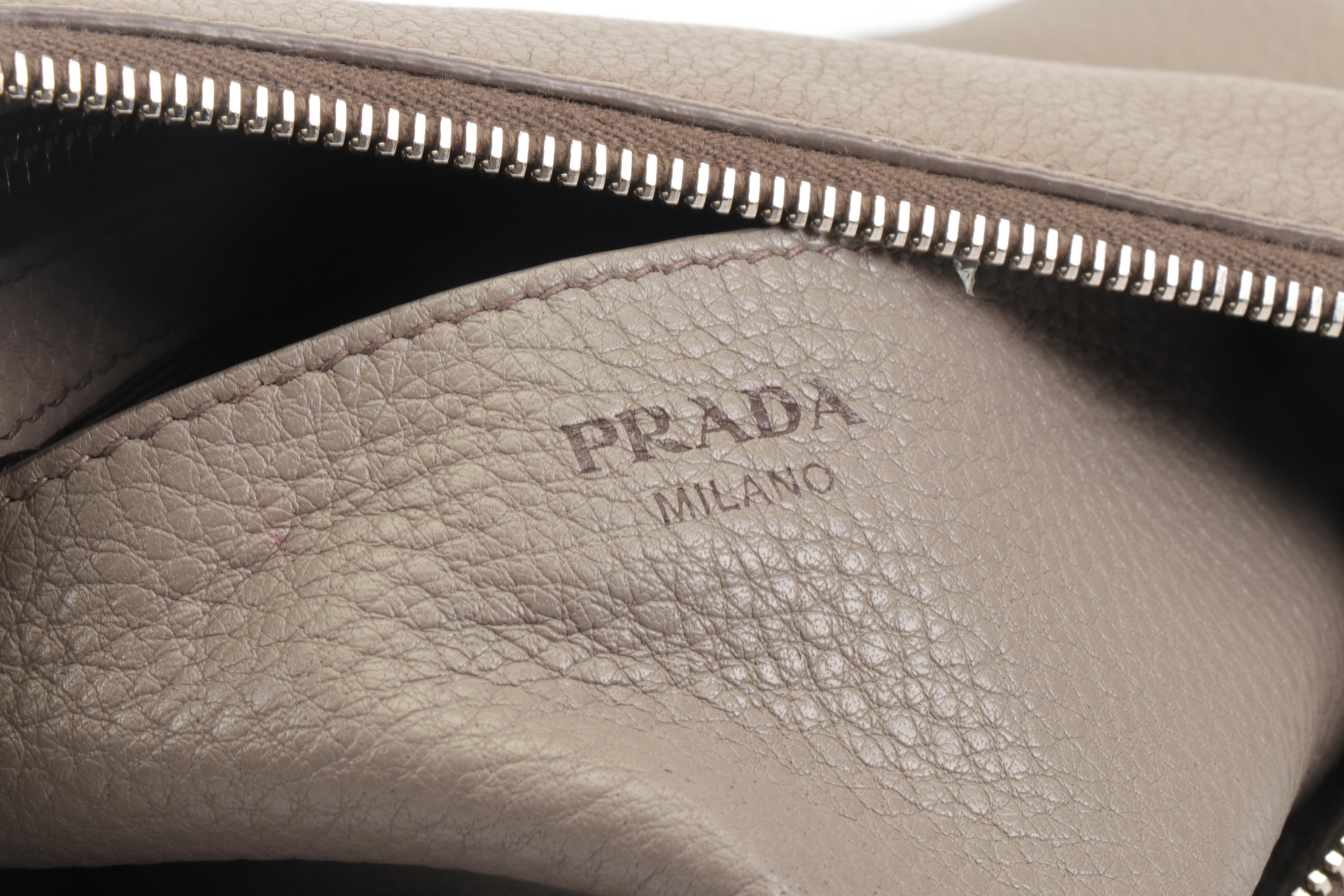 Prada Daino Leather Crossbody Bag in Taupe