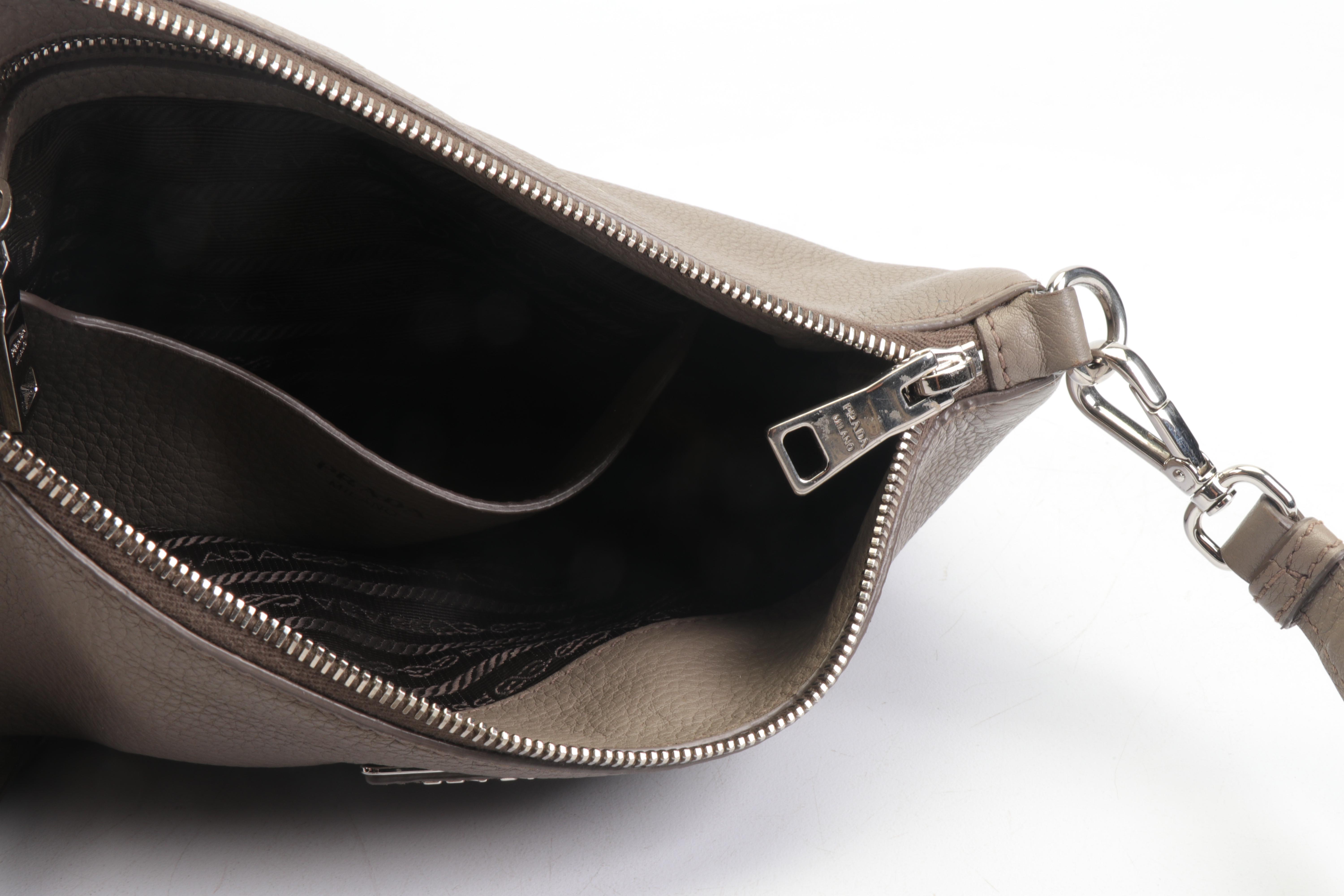 Prada Daino Leather Crossbody Bag in Taupe