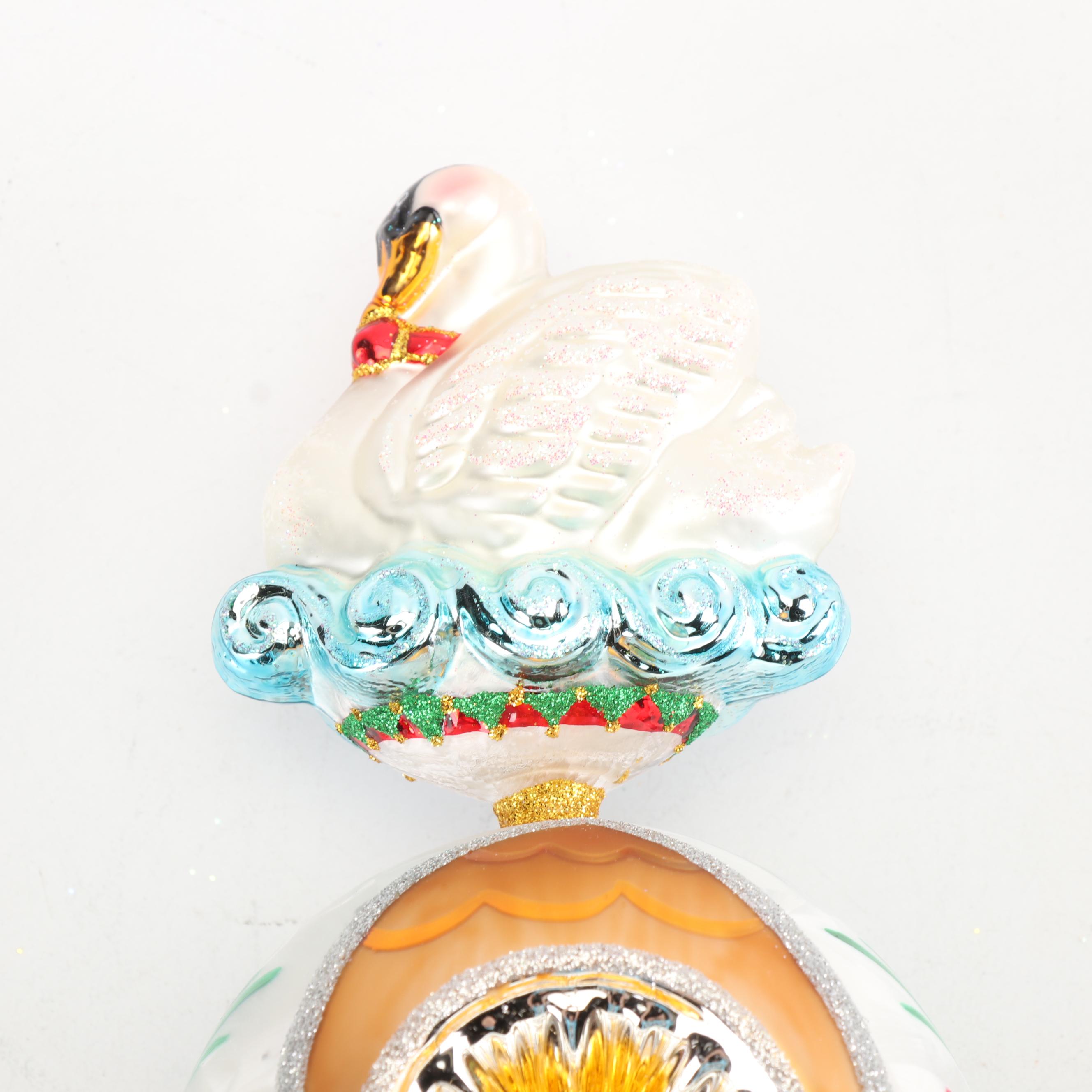 Seven Swans A Swimming Blown Glass Christmas Tree Topper
