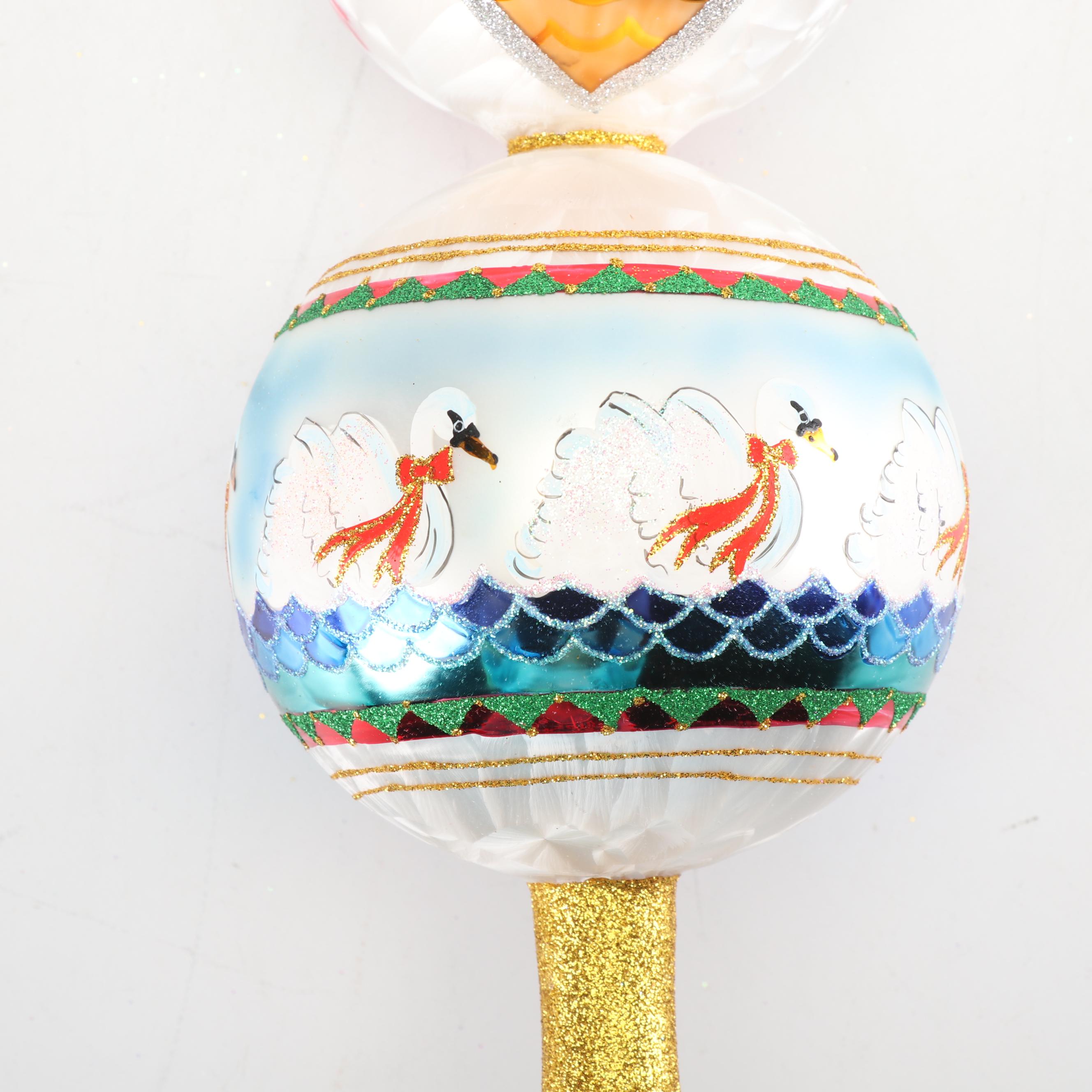 Seven Swans A Swimming Blown Glass Christmas Tree Topper