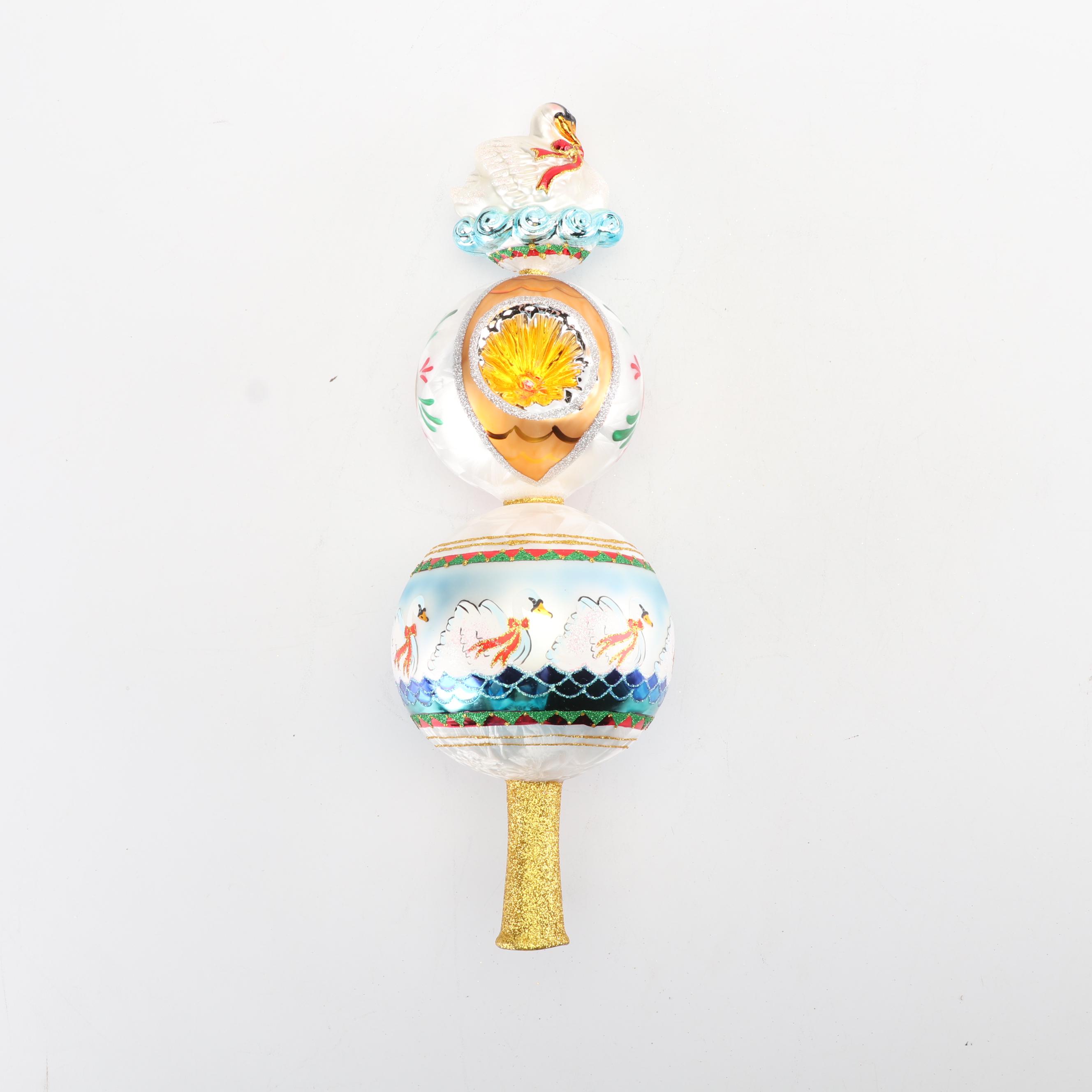 Seven Swans A Swimming Blown Glass Christmas Tree Topper