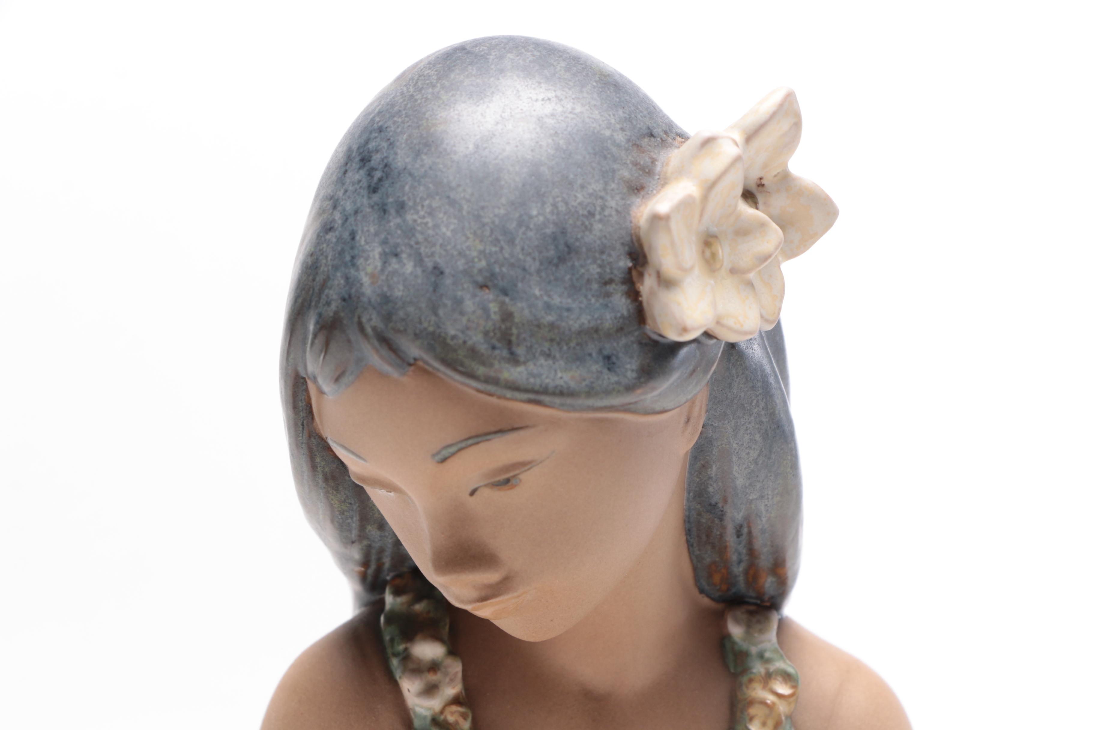 Lladró Gres "Hawaiian Flower Vendor" Porcelain Figurine, Late 20th Century