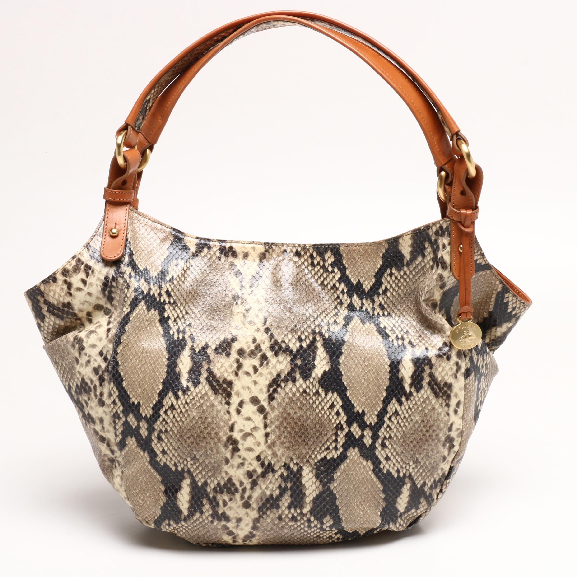 Brahmin Python Print Shoulder Bag and Croc Embossed Leather Crossbody Bag