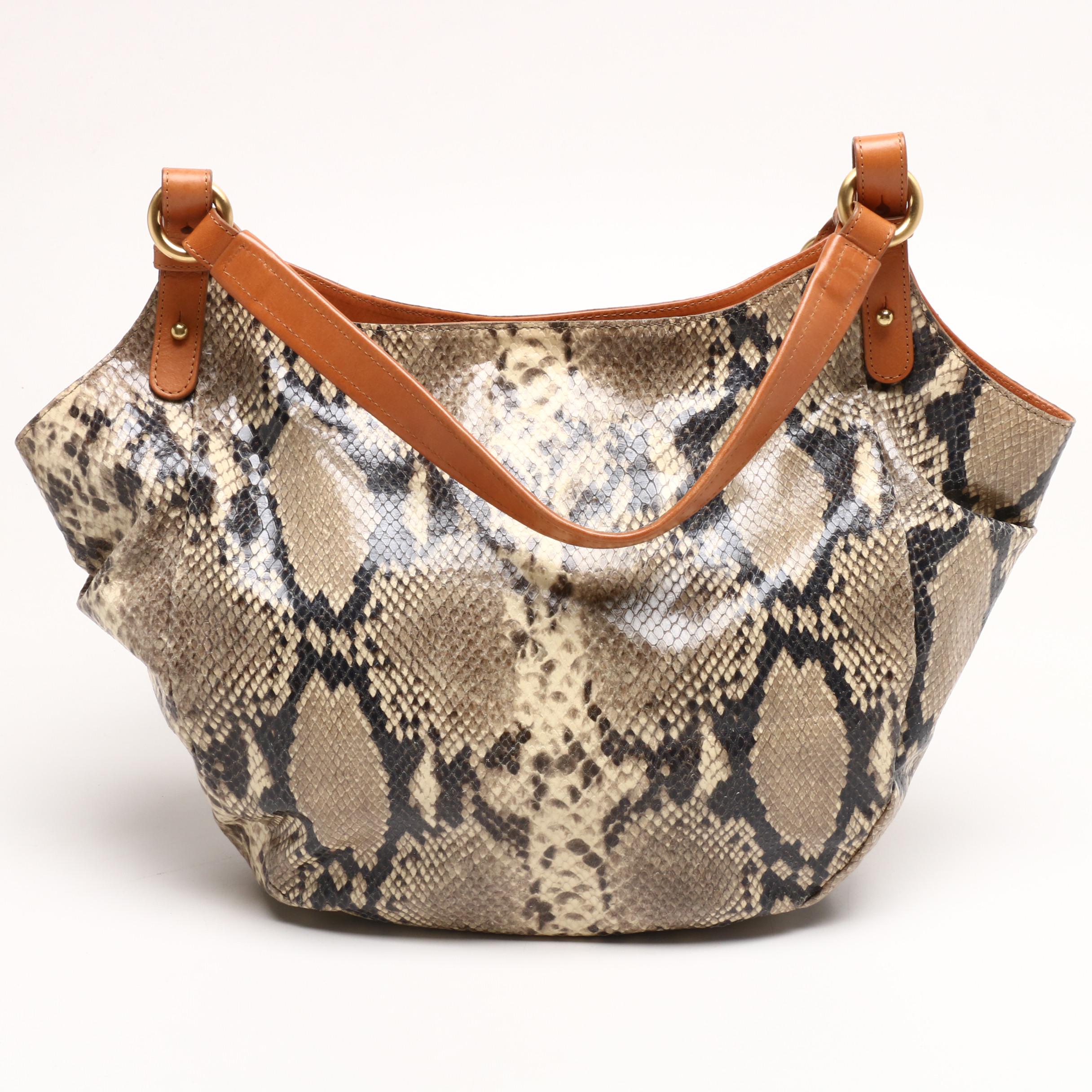 Brahmin Python Print Shoulder Bag and Croc Embossed Leather Crossbody Bag