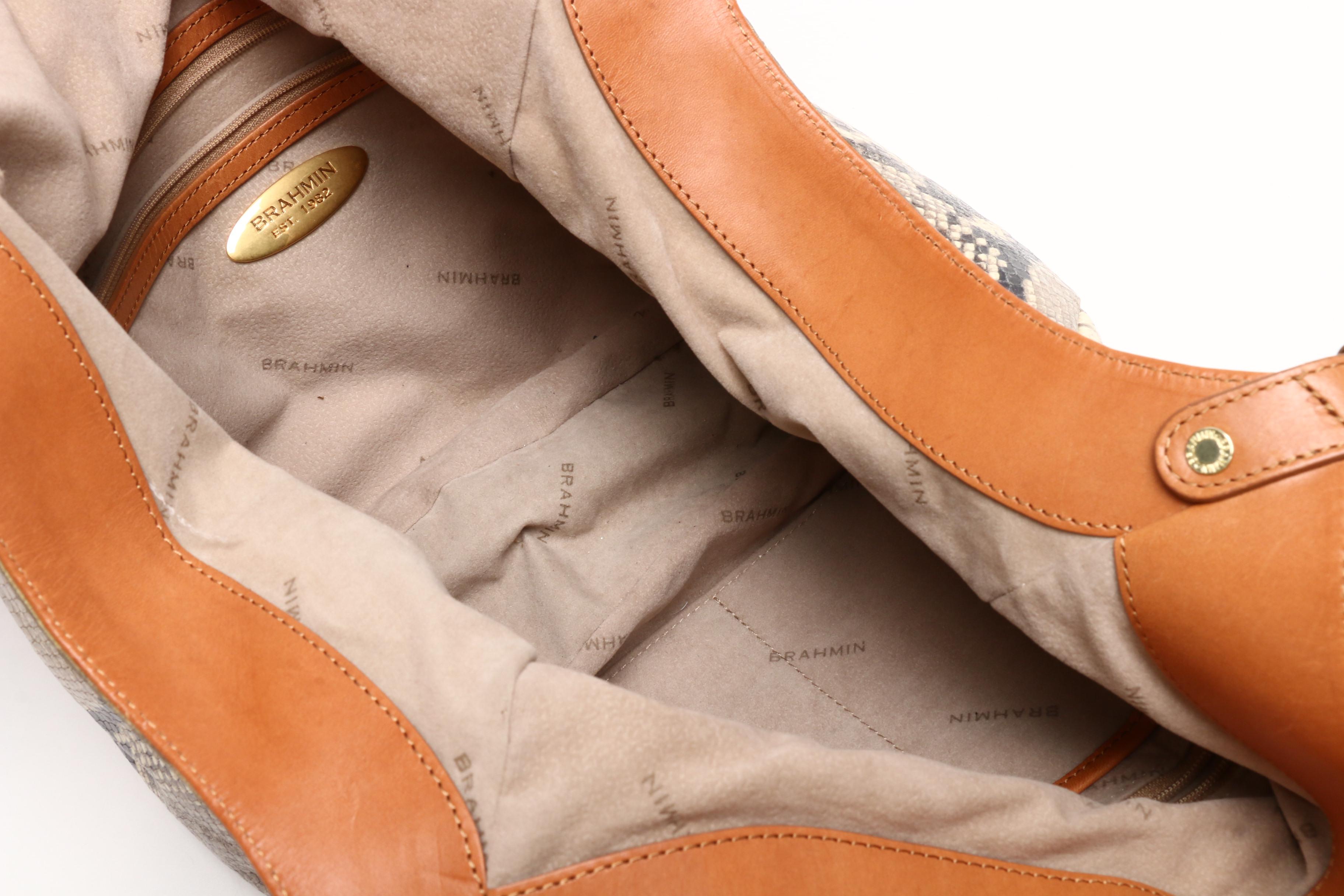 Brahmin Python Print Shoulder Bag and Croc Embossed Leather Crossbody Bag