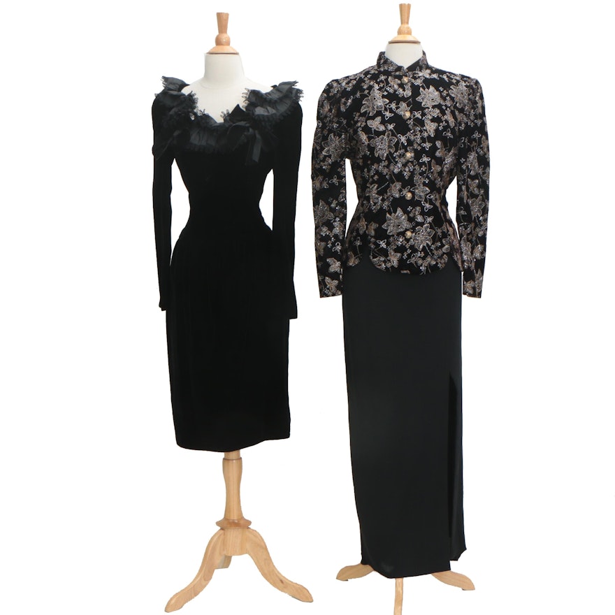 Miss D by Oscar de la Renta Velvet Dress and Another Thyme Evening Separate