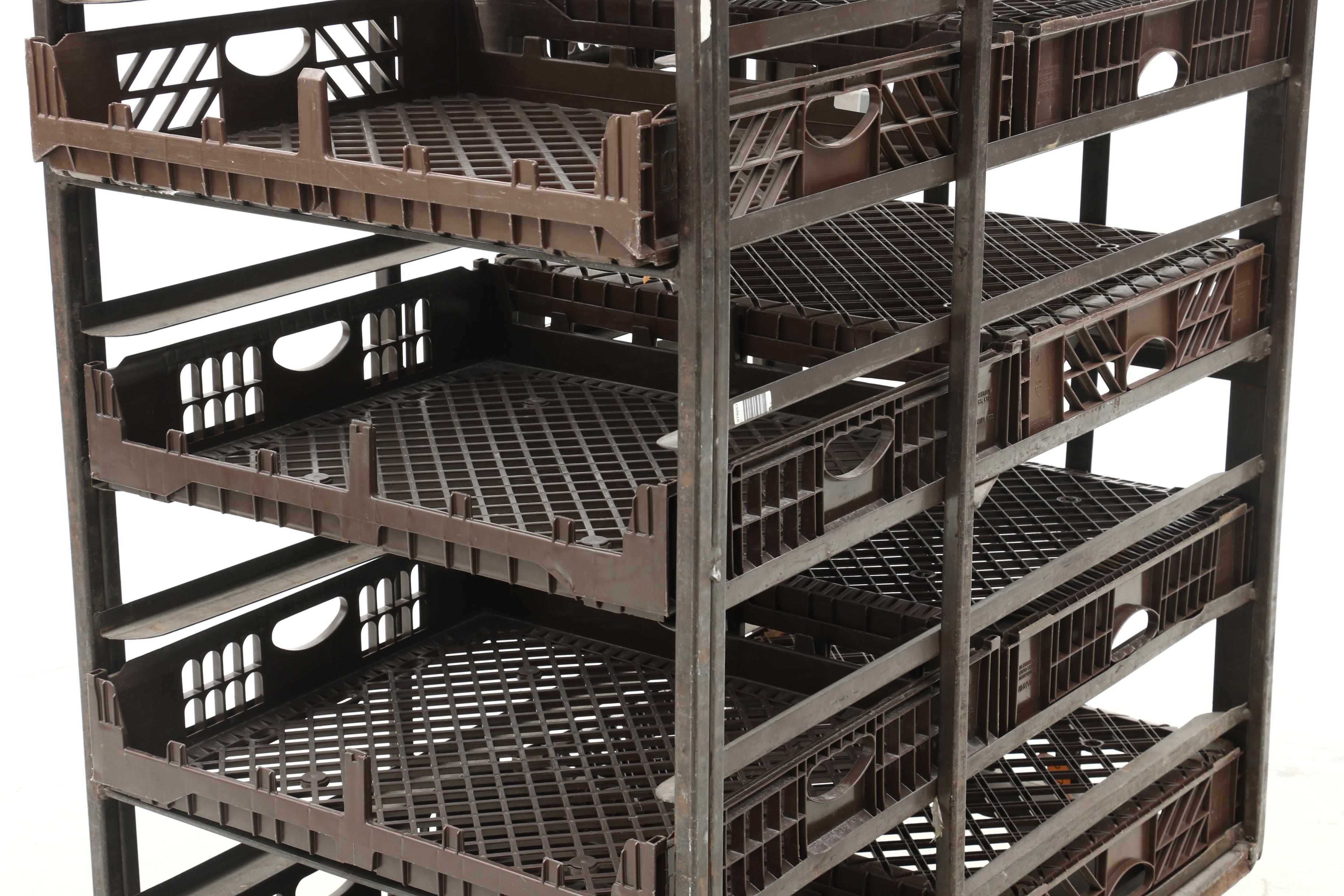 Industrial Style Metal Rolling Bread Cart with Twelve Trays