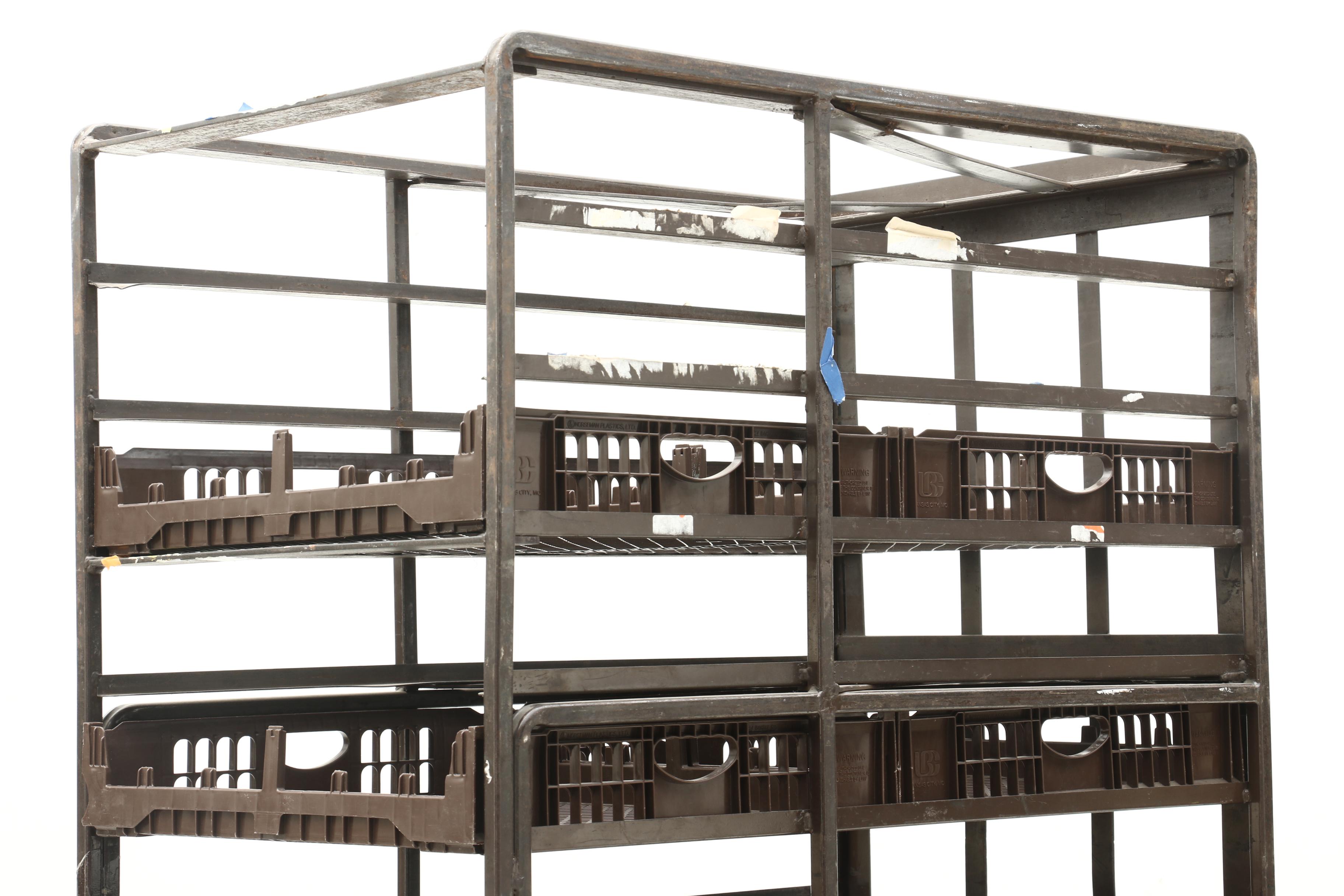 Industrial Style Metal Rolling Bread Cart with Twelve Trays