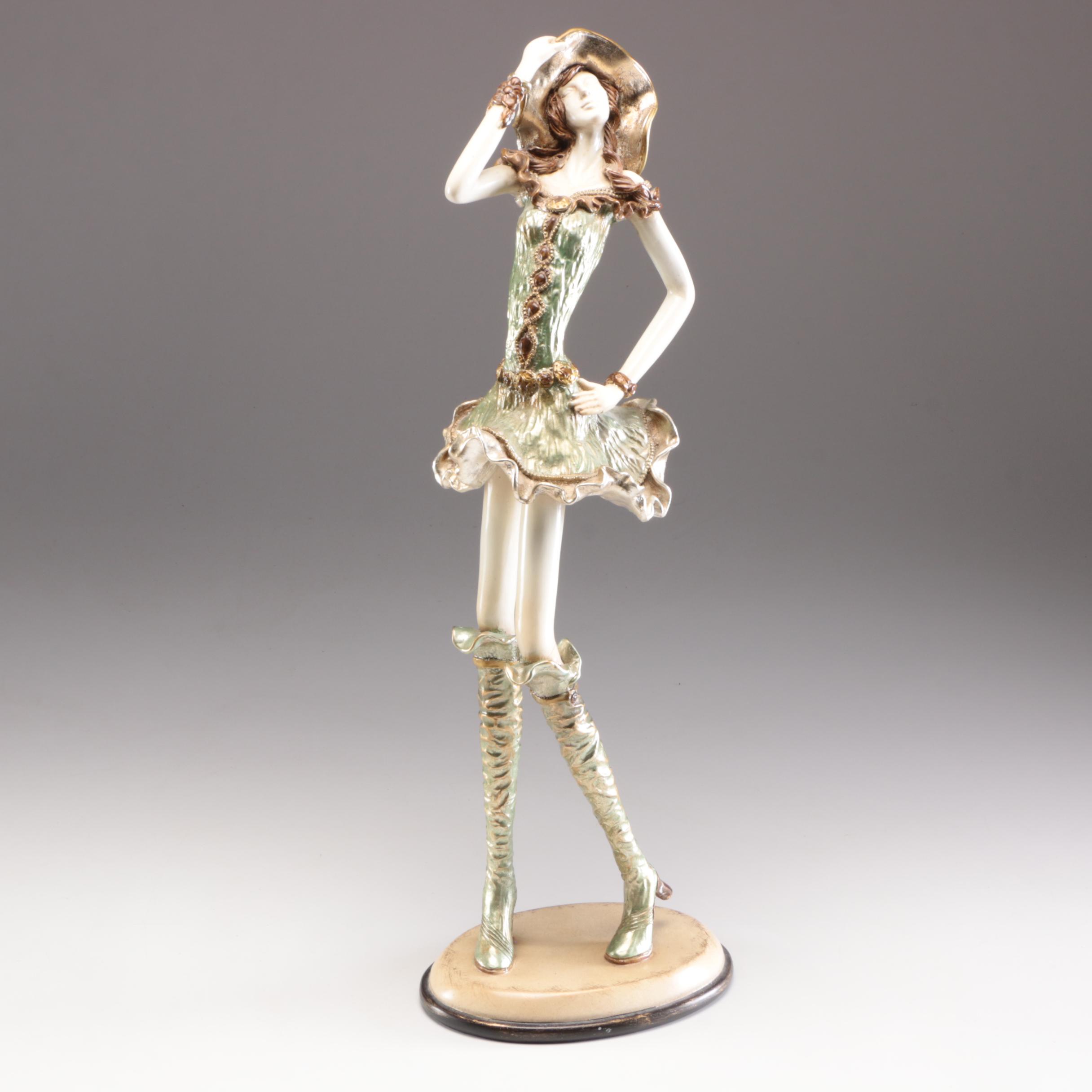 Painted Resin Woman Figurine