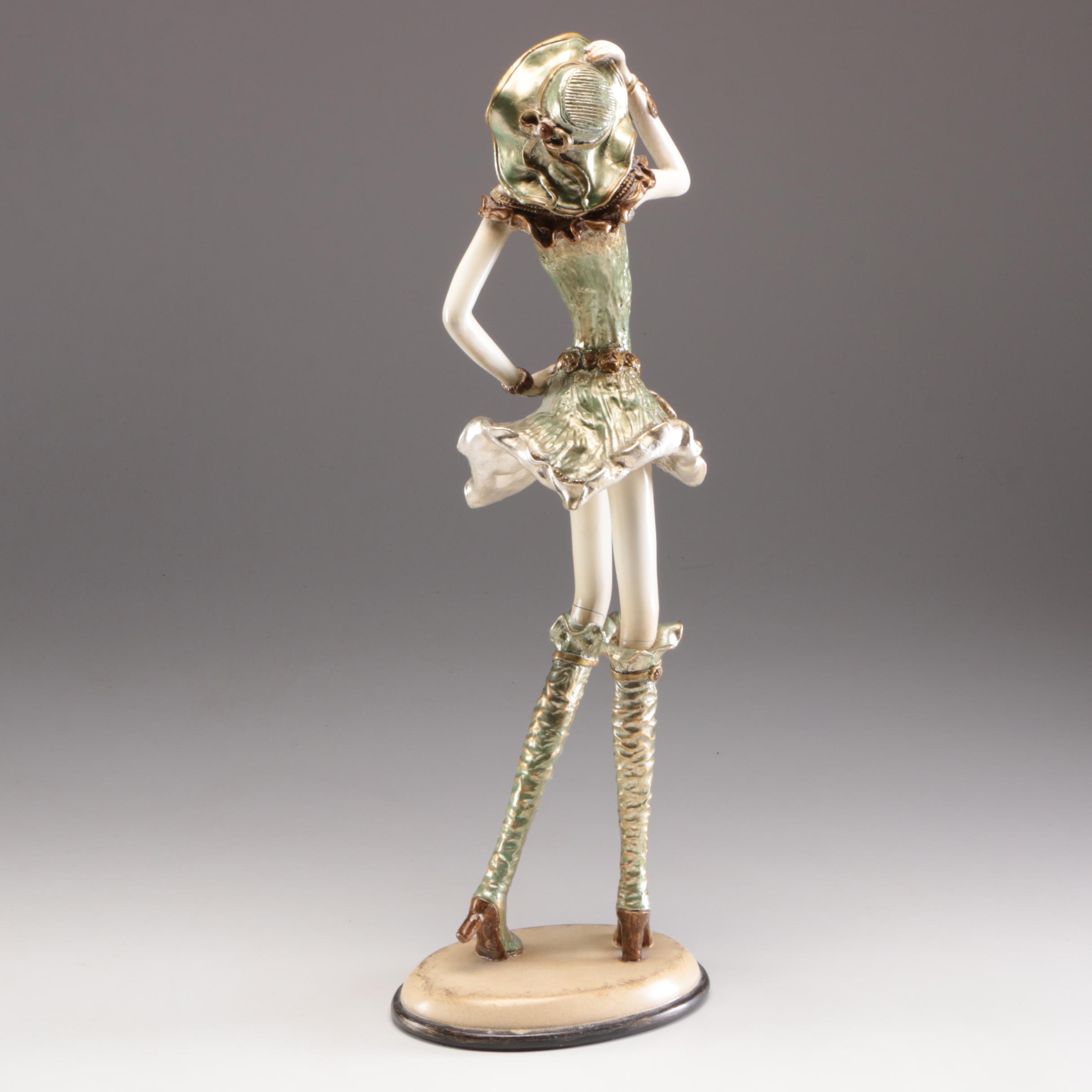 Painted Resin Woman Figurine