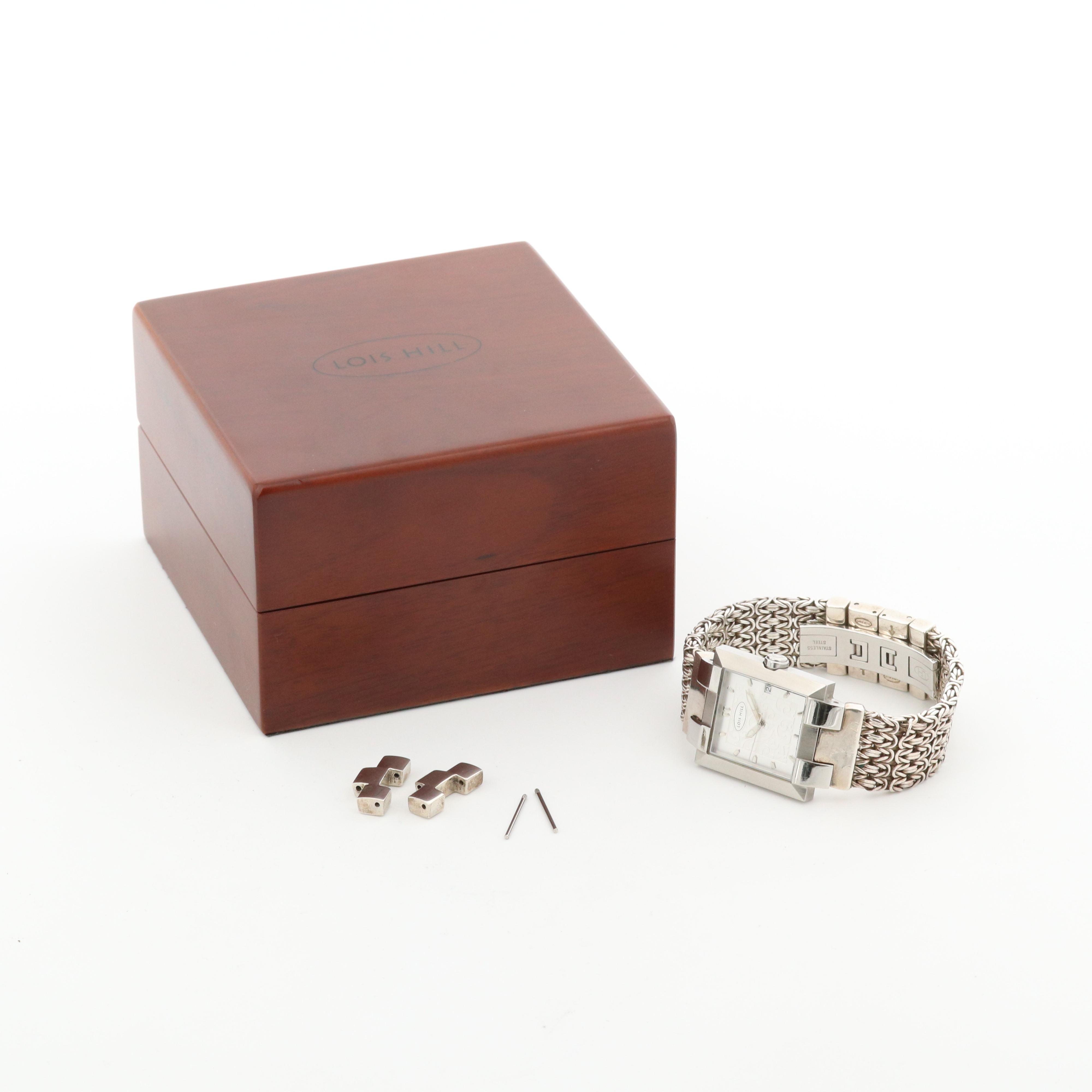 Lois HIll Stainless Steel and Sterling Silver Quartz Watch