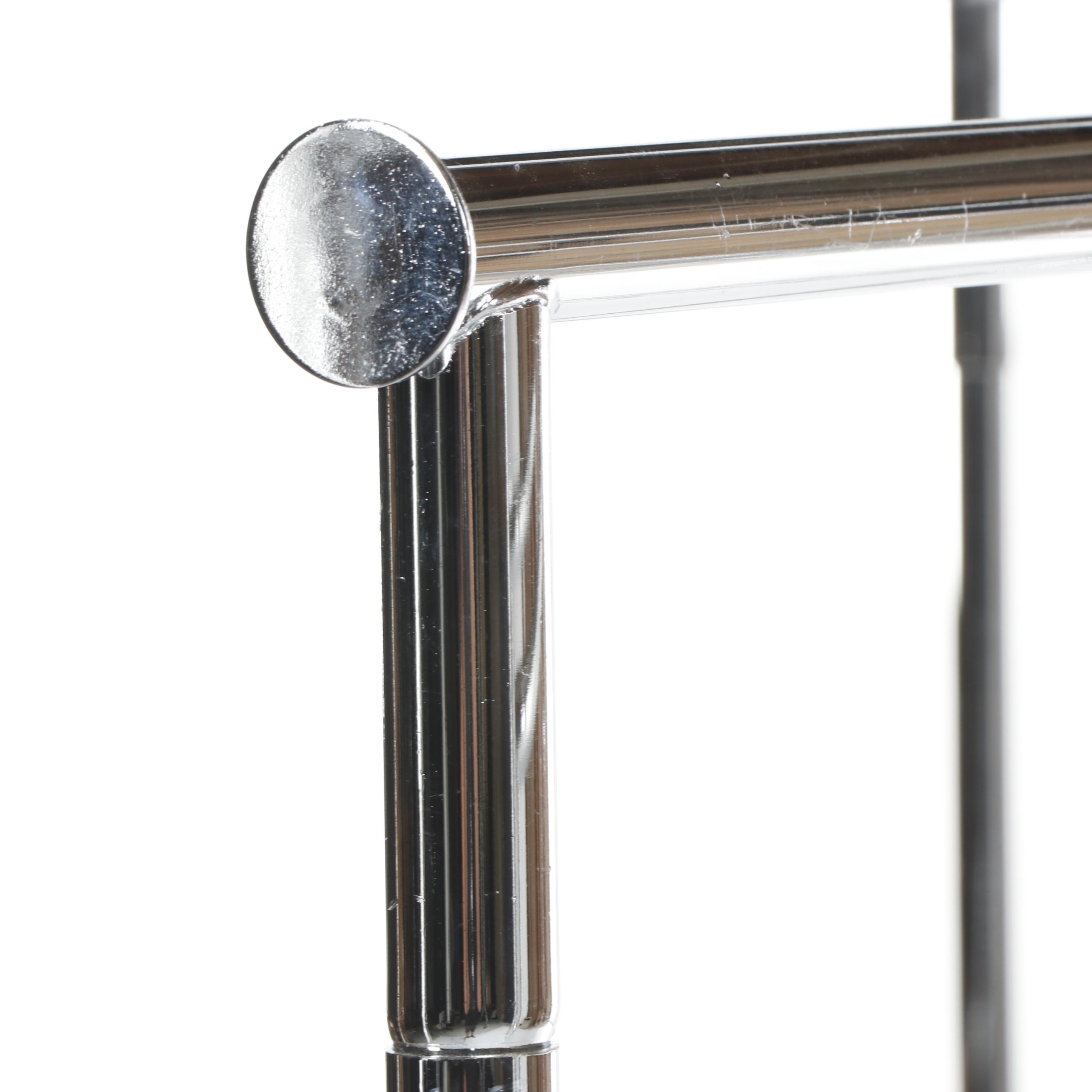 Contemporary Tubular Chrome Metal Double Clothes Rack on Casters, Set of Three