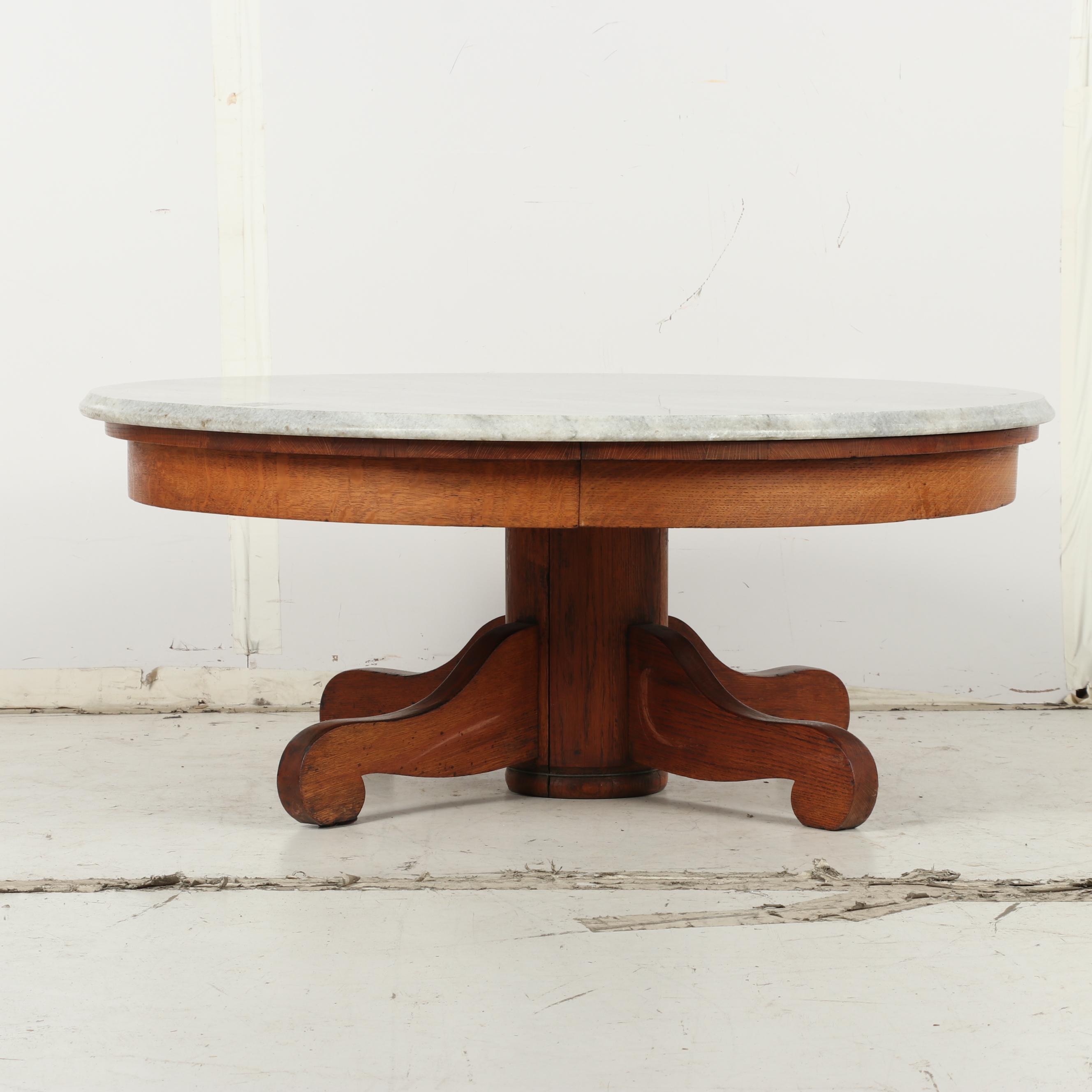 Marble Top Wood Coffee Table