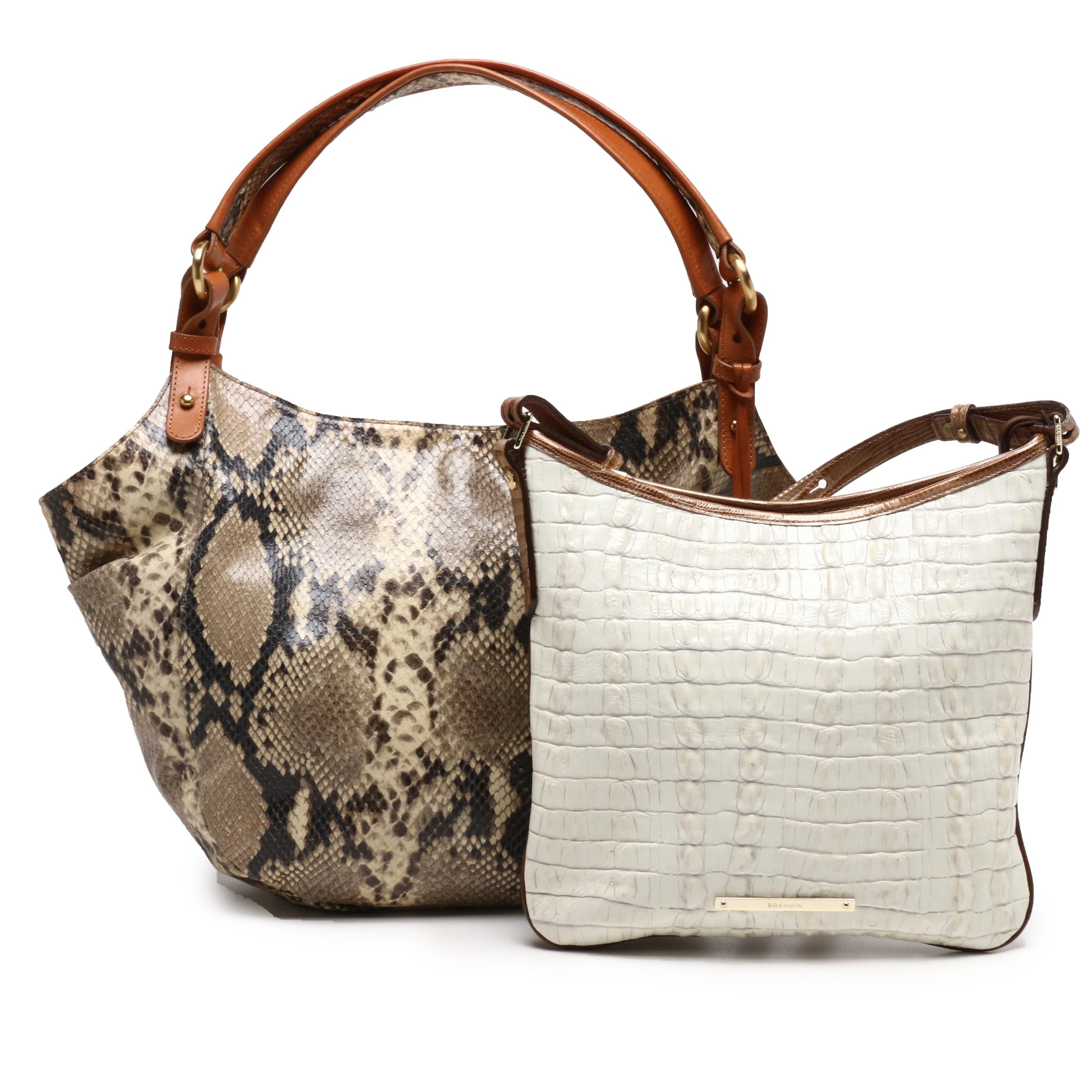 Brahmin Python Print Shoulder Bag and Croc Embossed Leather Crossbody Bag