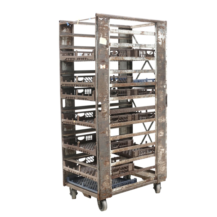 Industrial Style Metal Rolling Bread Cart with Twelve Trays