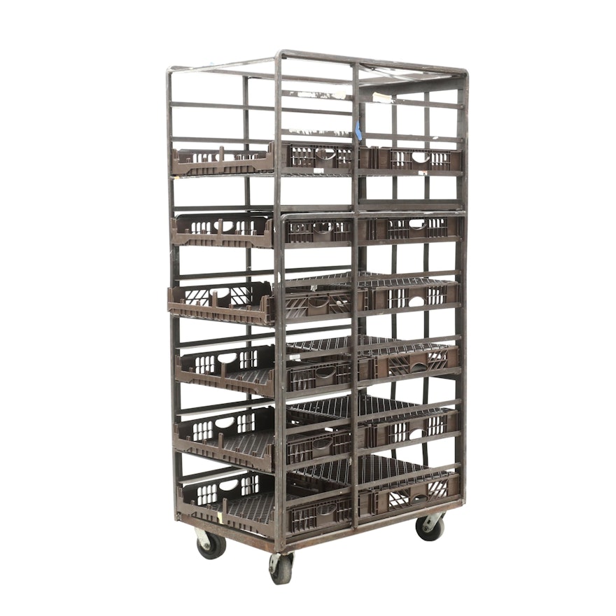 Industrial Style Metal Rolling Bread Cart with Twelve Trays