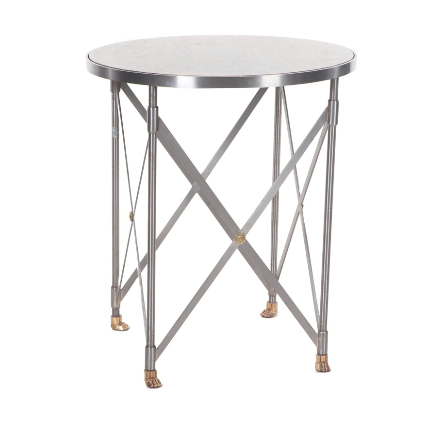 Contemporary Metal Stone Top End Table