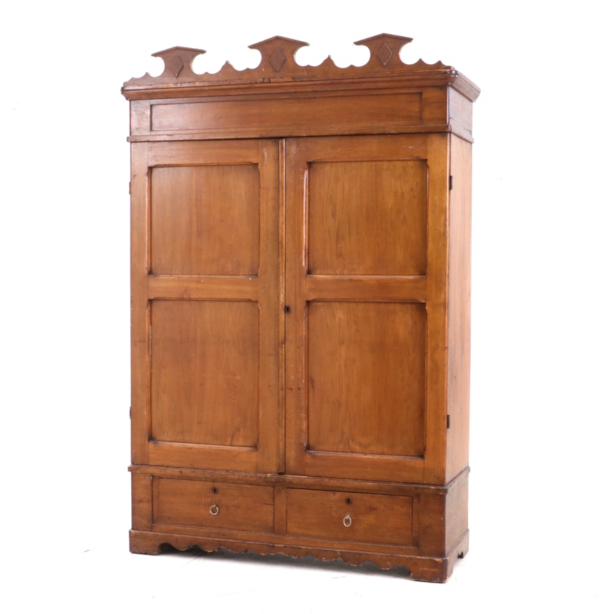 Butternut Knock-Down Wardrobe, Possibly Canadian, Circa 1870s