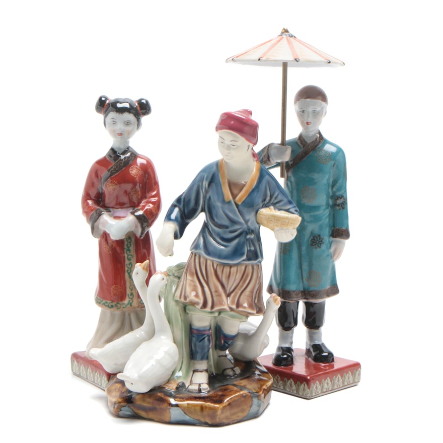 Chinese Porcelain Figurines, Mid-20th Century