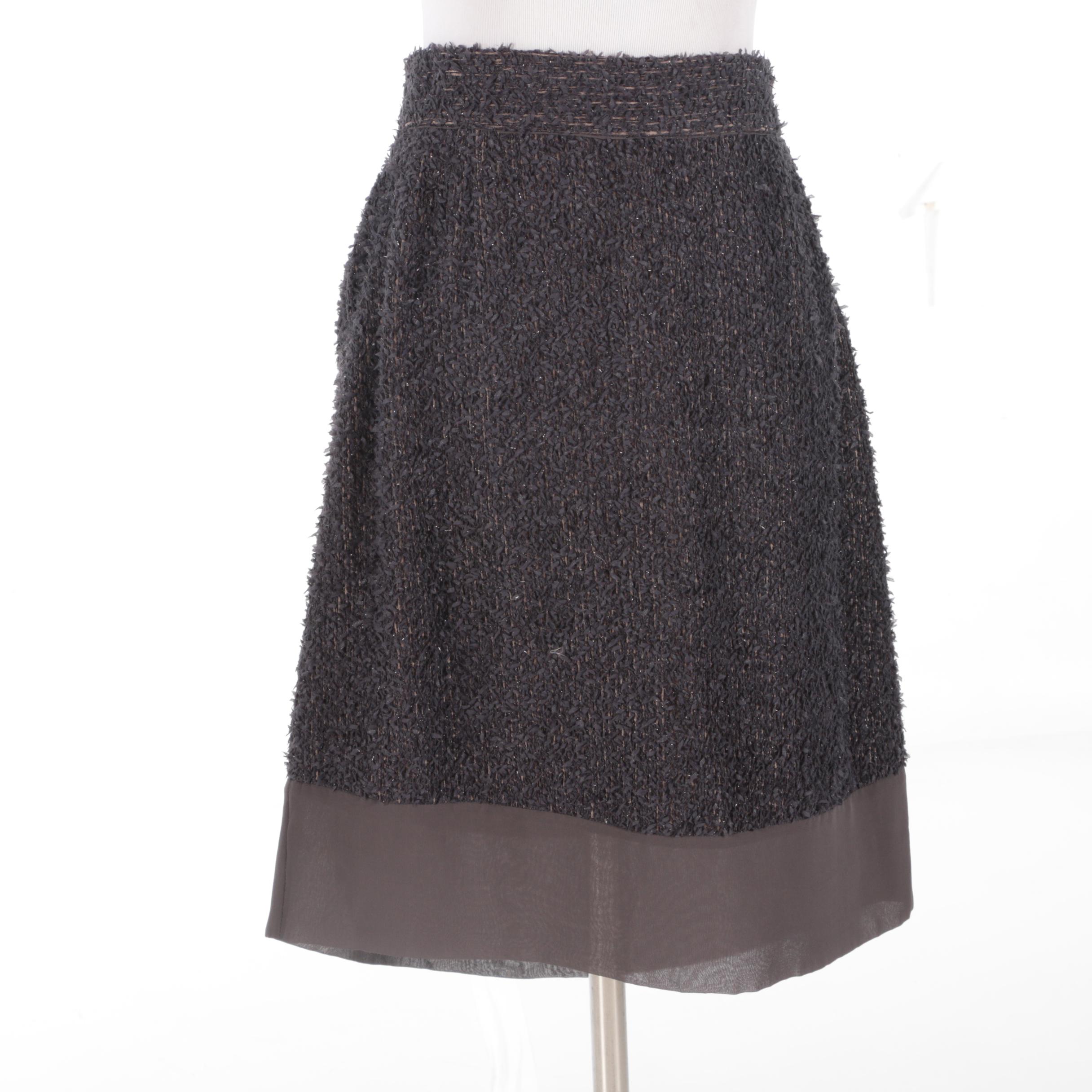 Calvin Klein Collection Black Label Ribbon Knit Pencil Skirt, Made in Italy