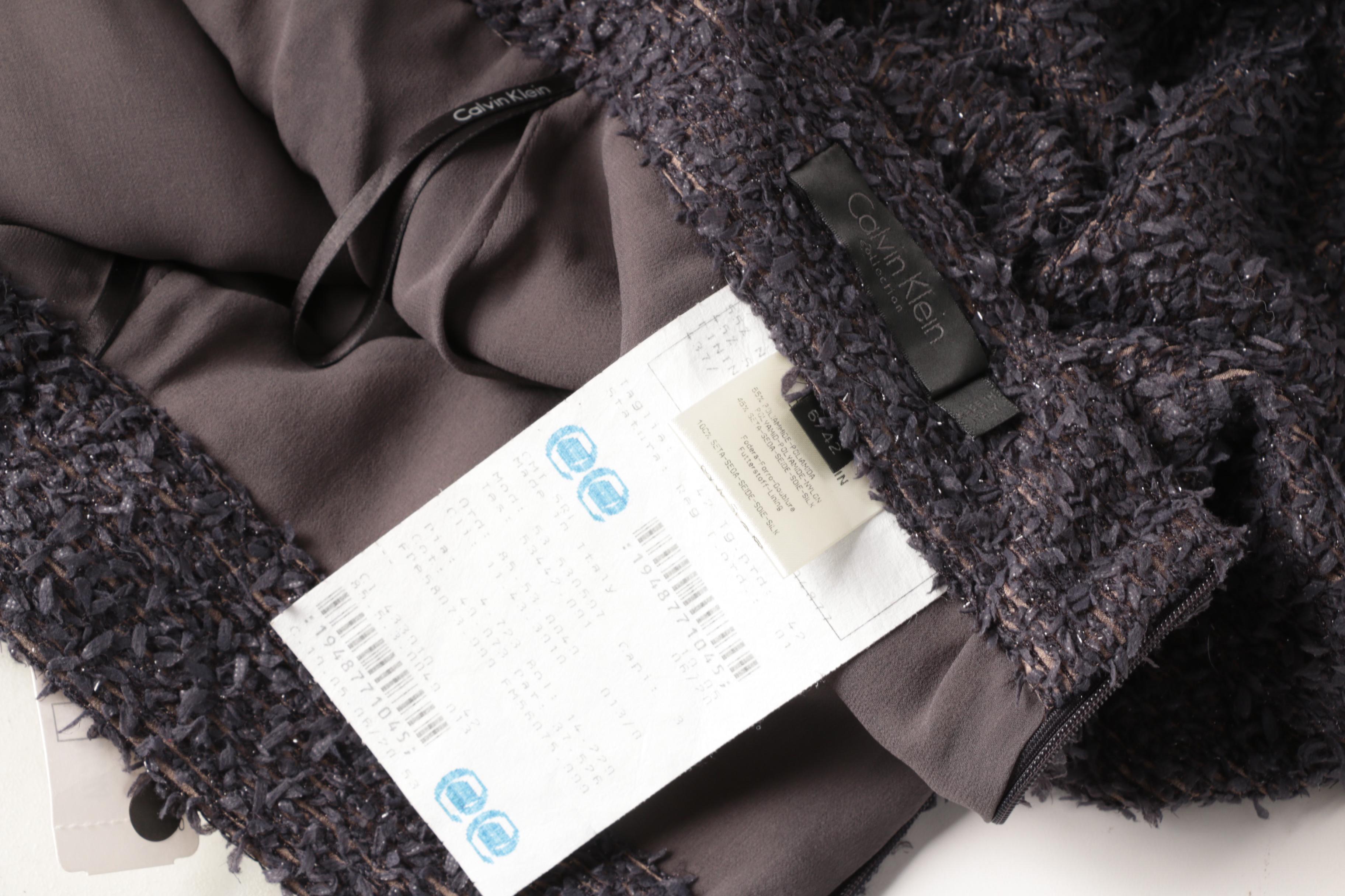 Calvin Klein Collection Black Label Ribbon Knit Pencil Skirt, Made in Italy