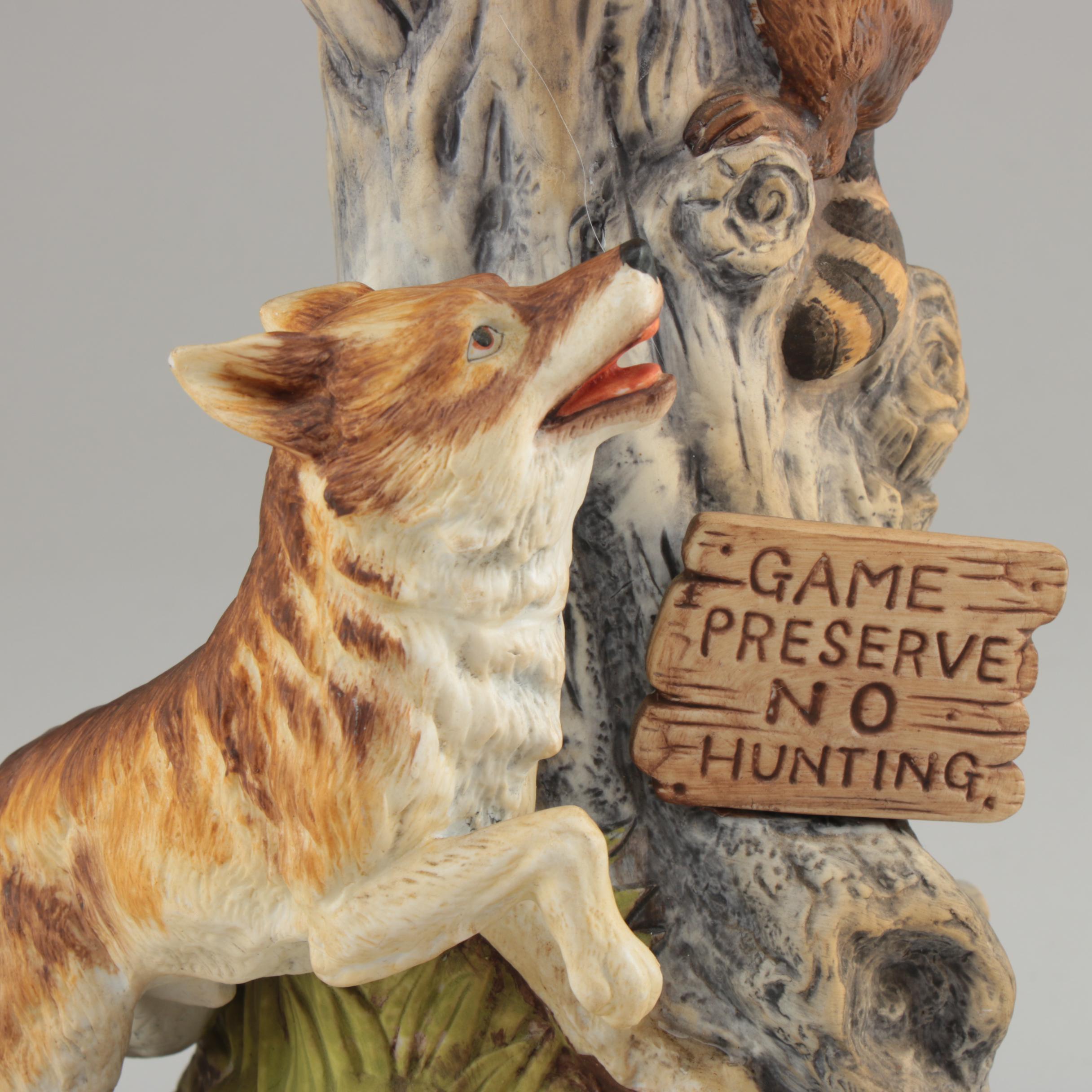 Hoffman Whiskey "Wildlife" Series Bisque Music Box Decanter, 1970s