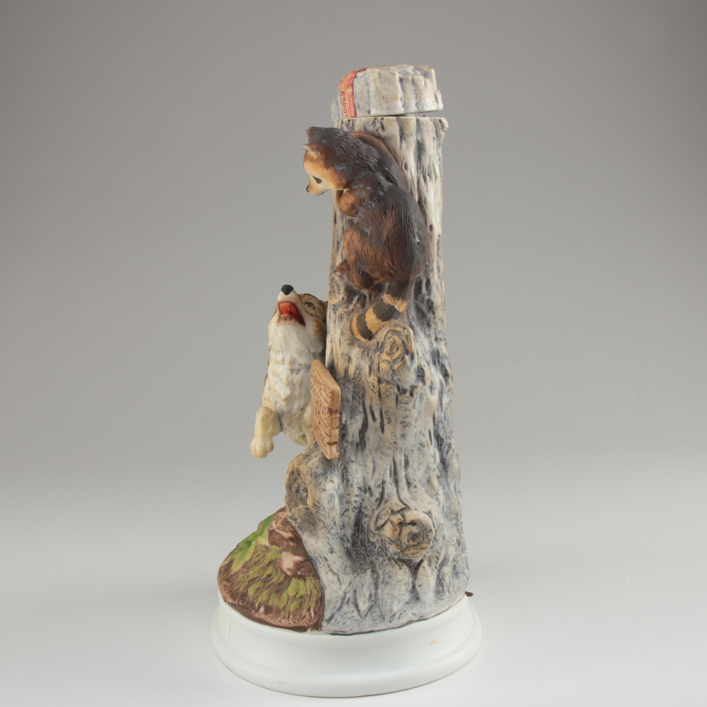 Hoffman Whiskey "Wildlife" Series Bisque Music Box Decanter, 1970s