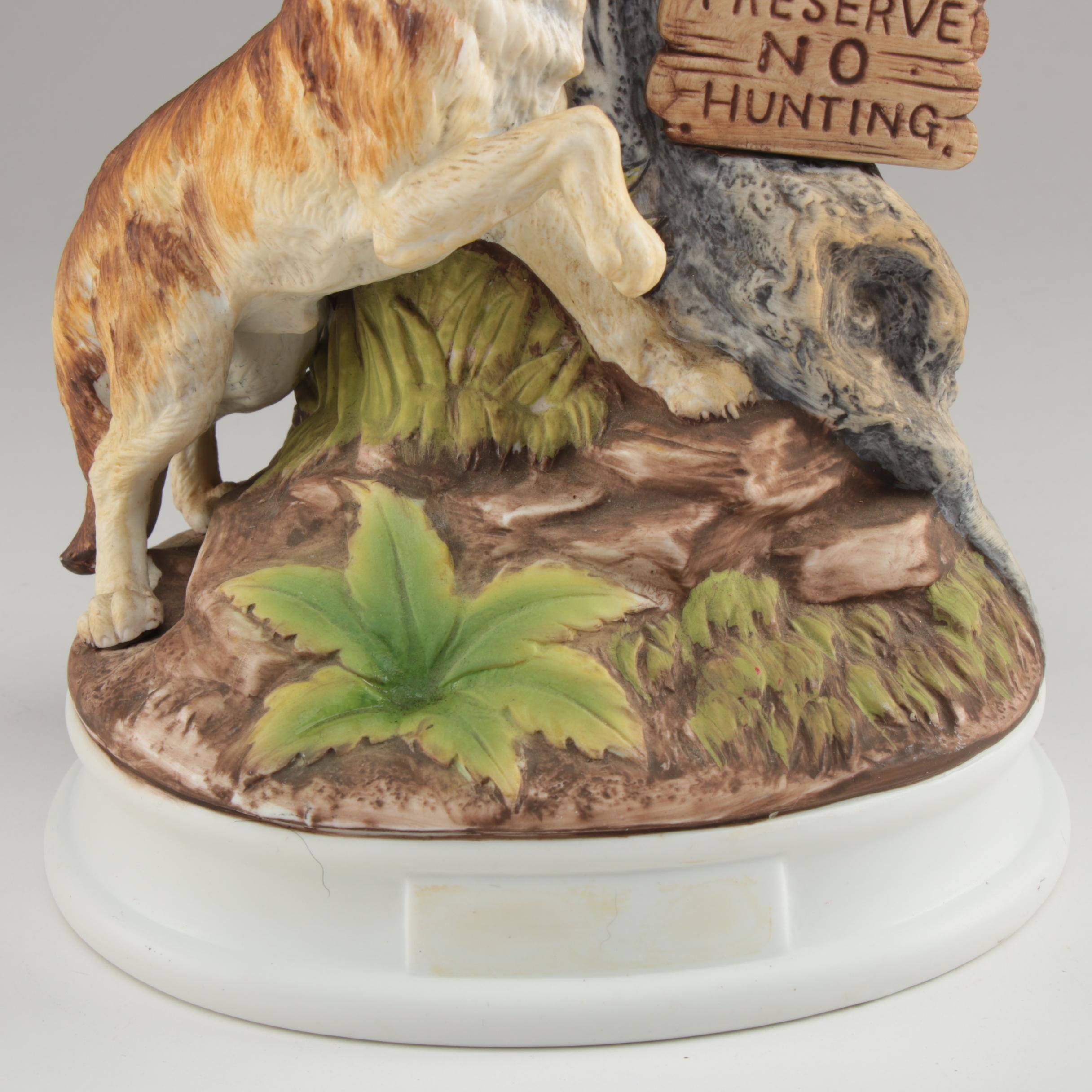 Hoffman Whiskey "Wildlife" Series Bisque Music Box Decanter, 1970s