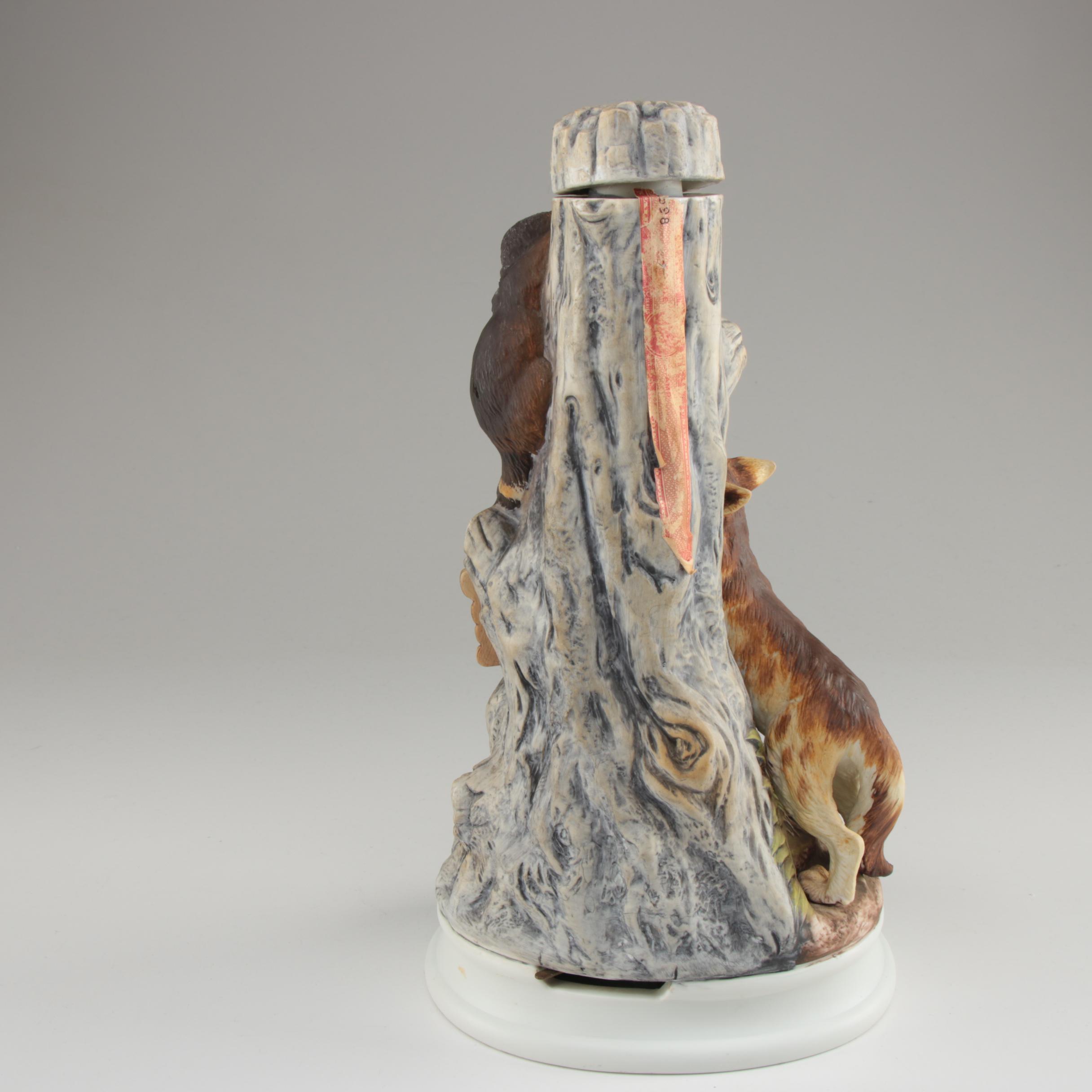 Hoffman Whiskey "Wildlife" Series Bisque Music Box Decanter, 1970s