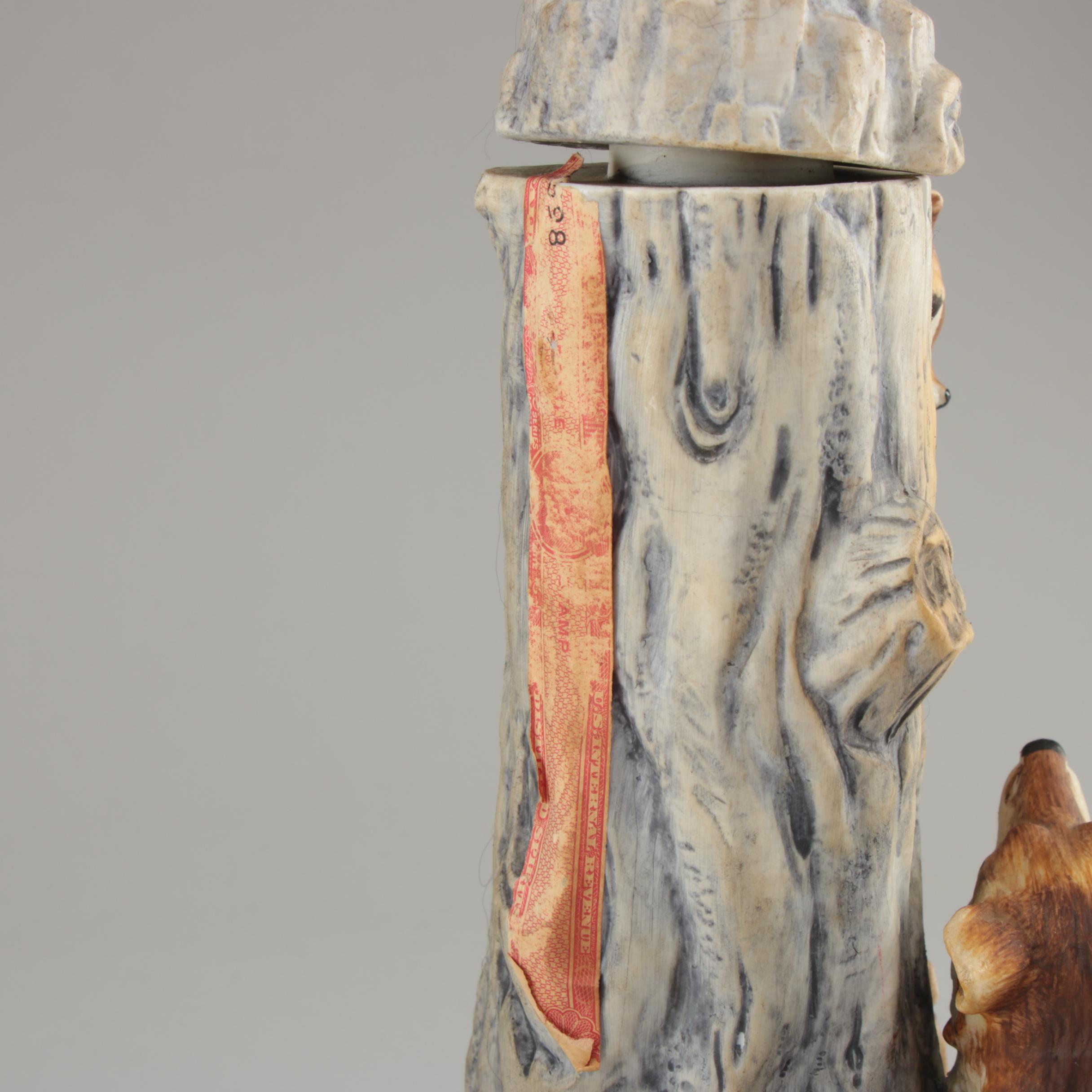 Hoffman Whiskey "Wildlife" Series Bisque Music Box Decanter, 1970s