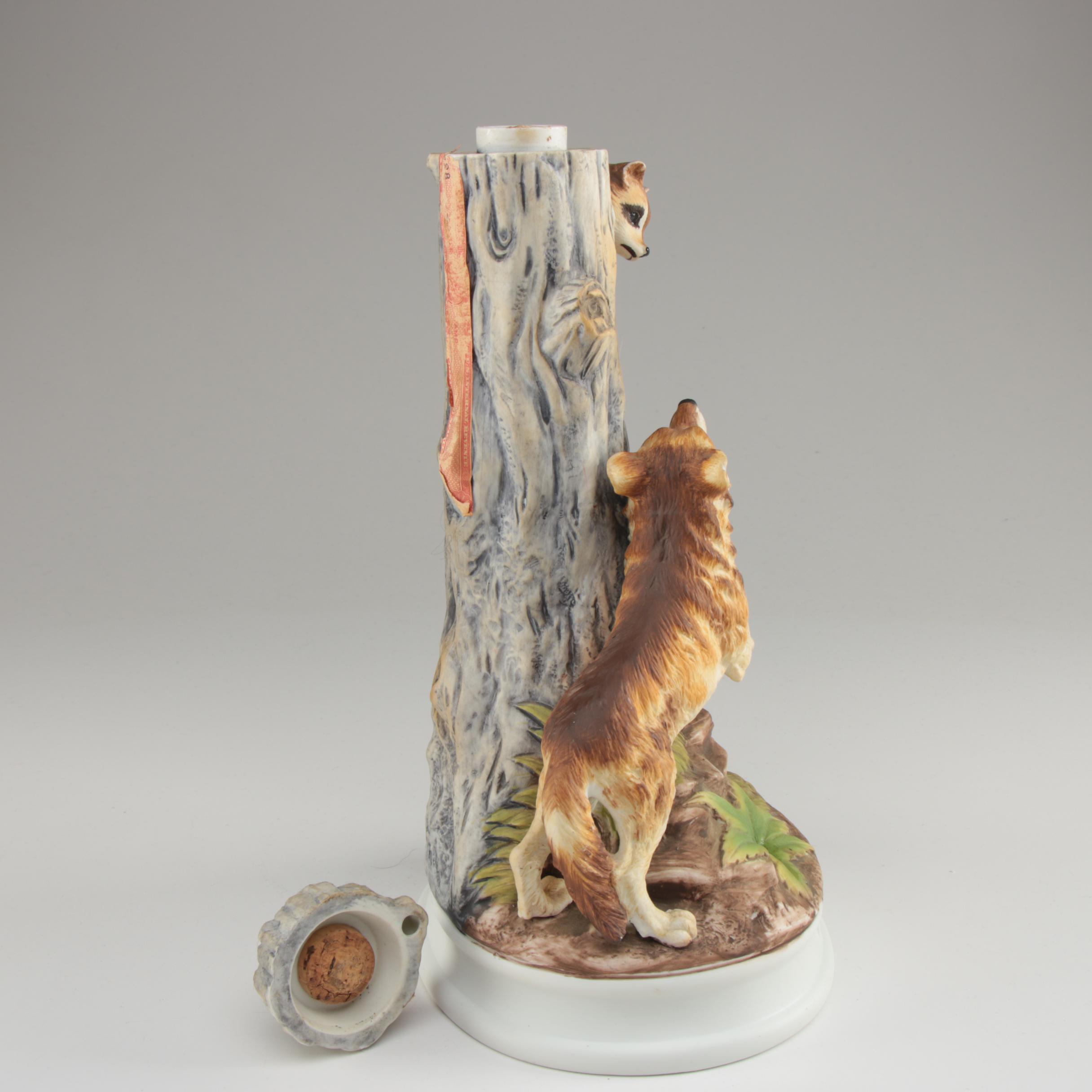 Hoffman Whiskey "Wildlife" Series Bisque Music Box Decanter, 1970s