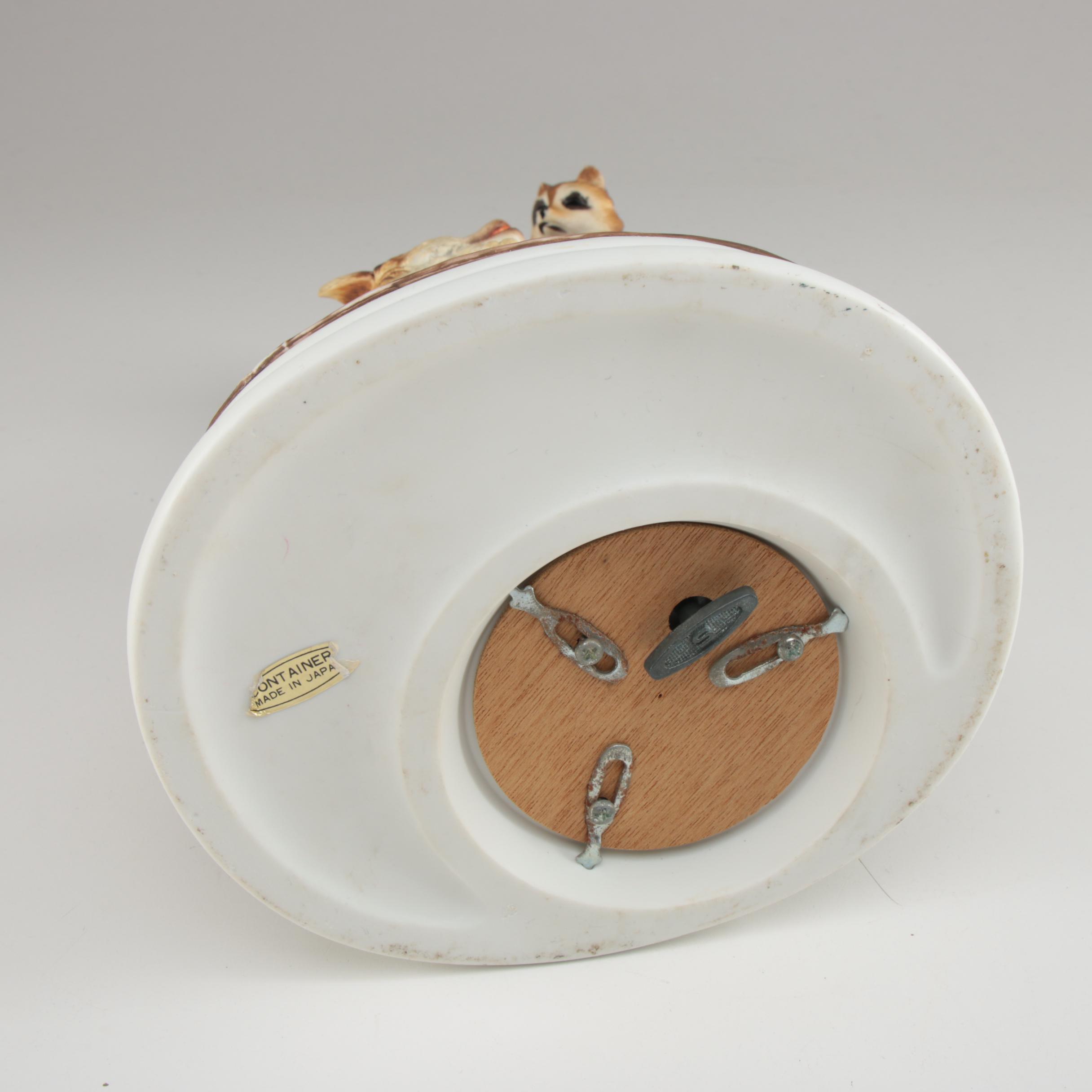 Hoffman Whiskey "Wildlife" Series Bisque Music Box Decanter, 1970s