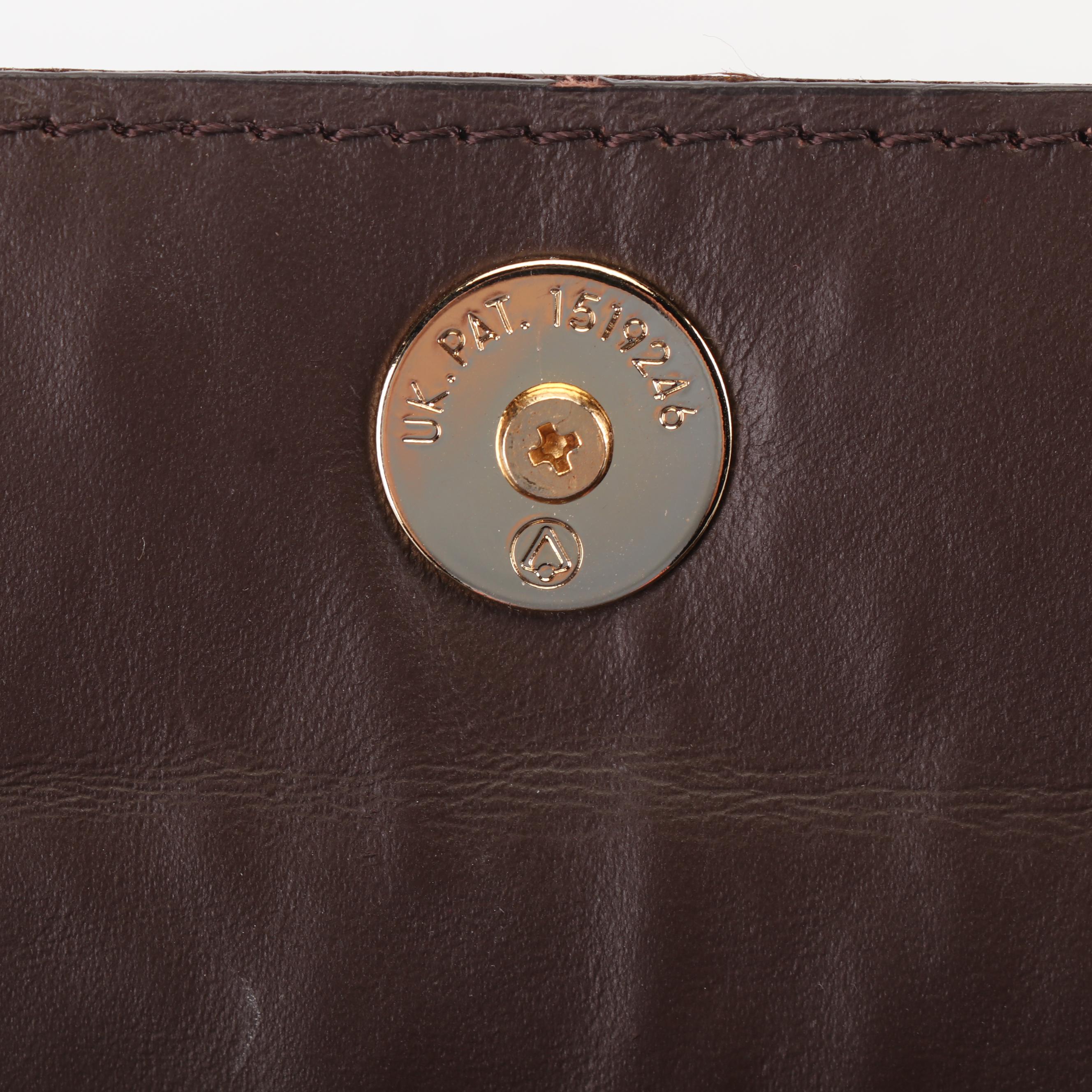 Tory Burch Brown Ribbed Hard Plastic and Leather Clutch