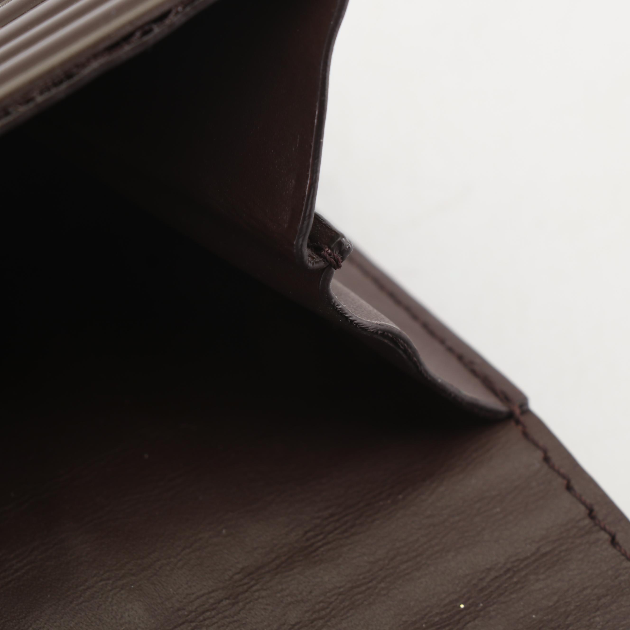 Tory Burch Brown Ribbed Hard Plastic and Leather Clutch