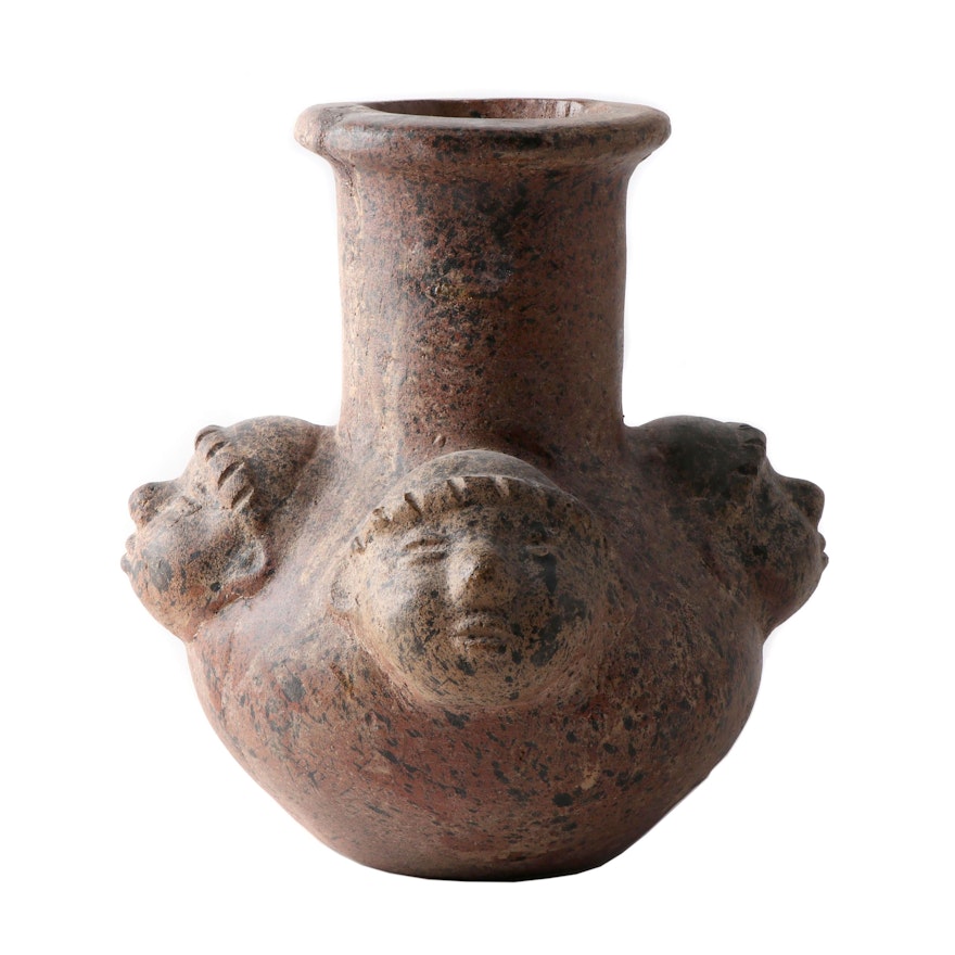 Figural Mayan Style Terracotta Vase