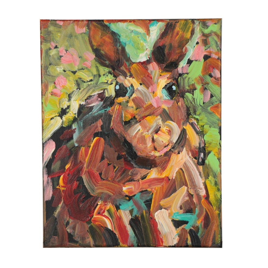 Elle Raines Acrylic Painting of Rabbit