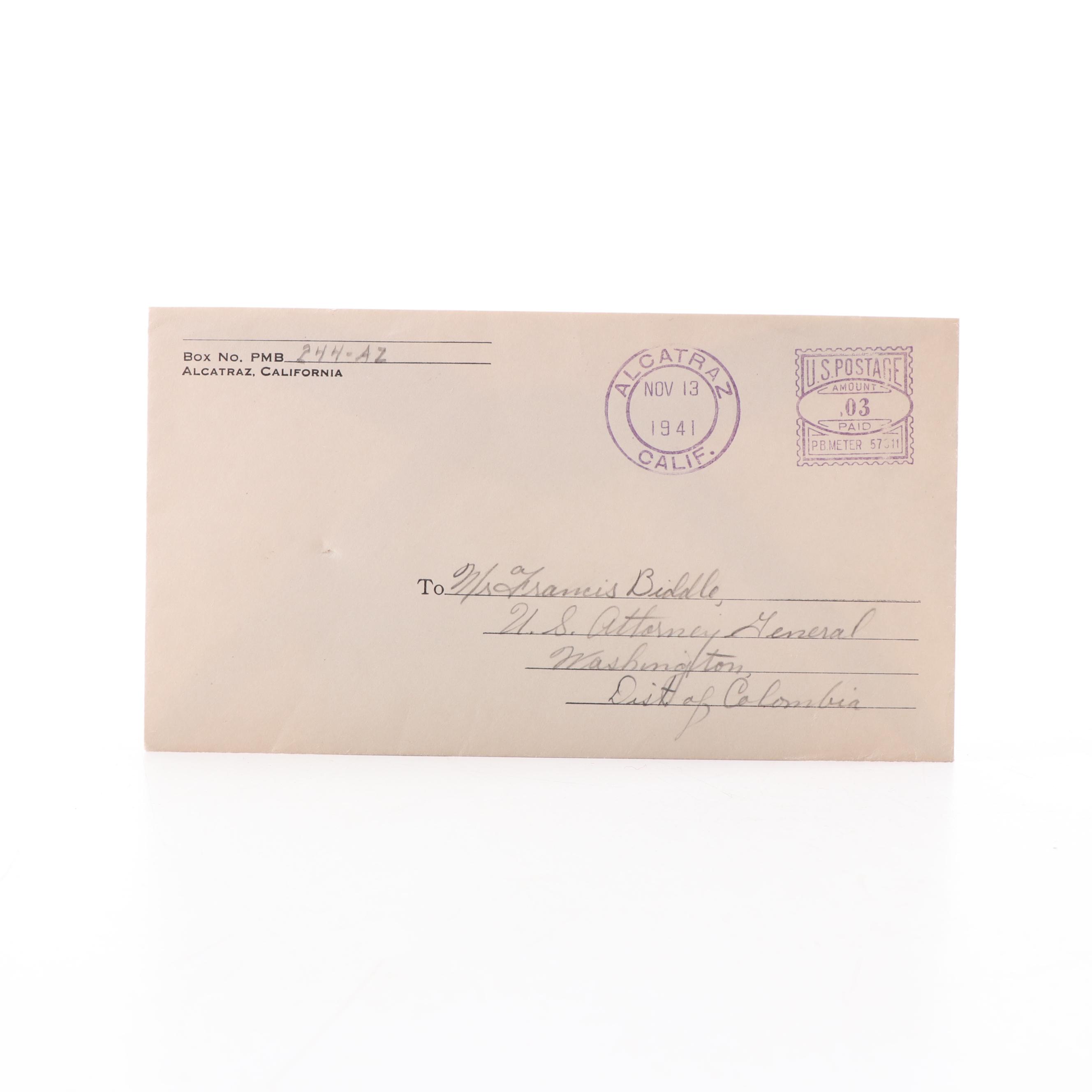 Prison Escape Convict Henri Young Alcatraz Postal Cover, 1941