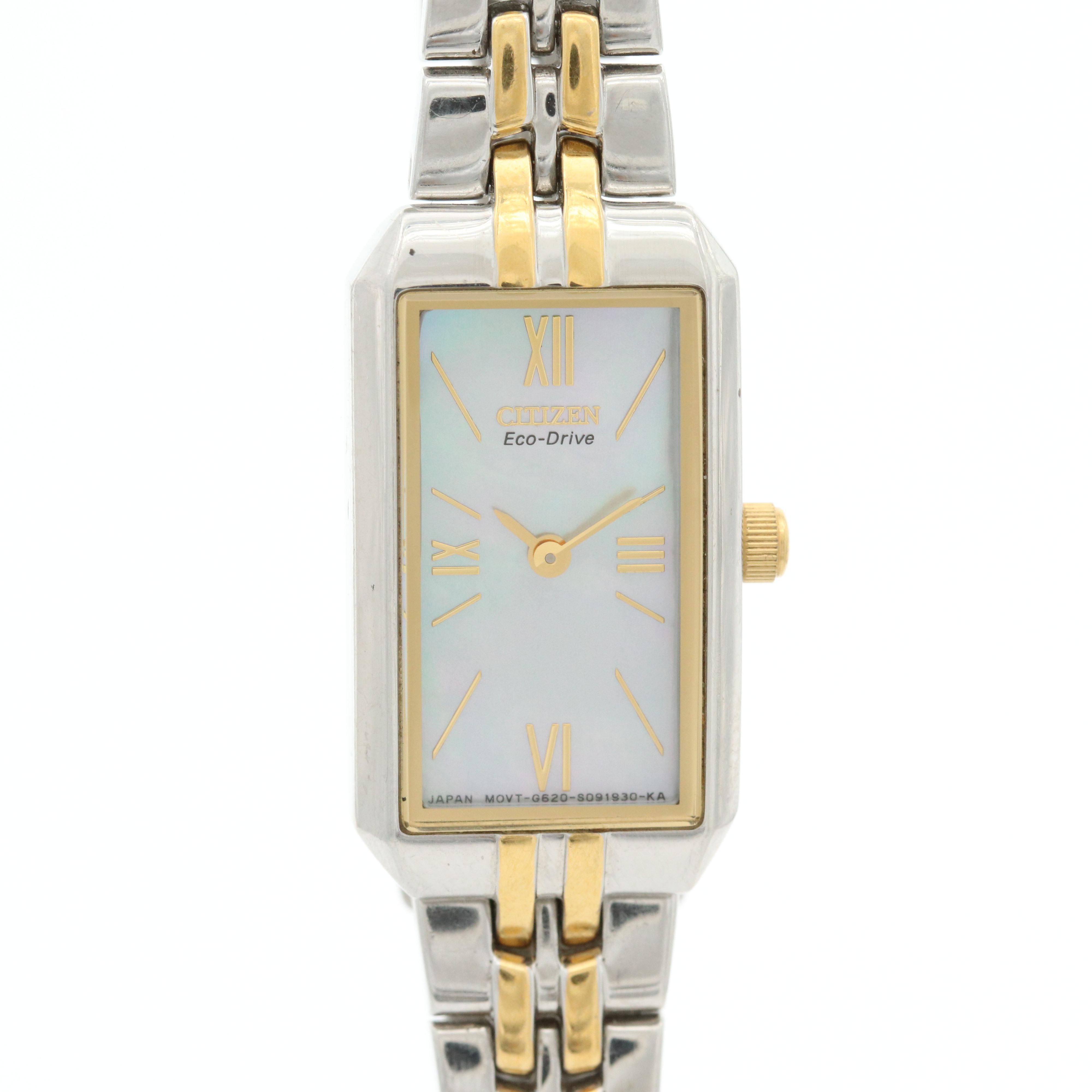 Citizen Eco-Drive Two Tone Watch With Mother of Pearl Dial
