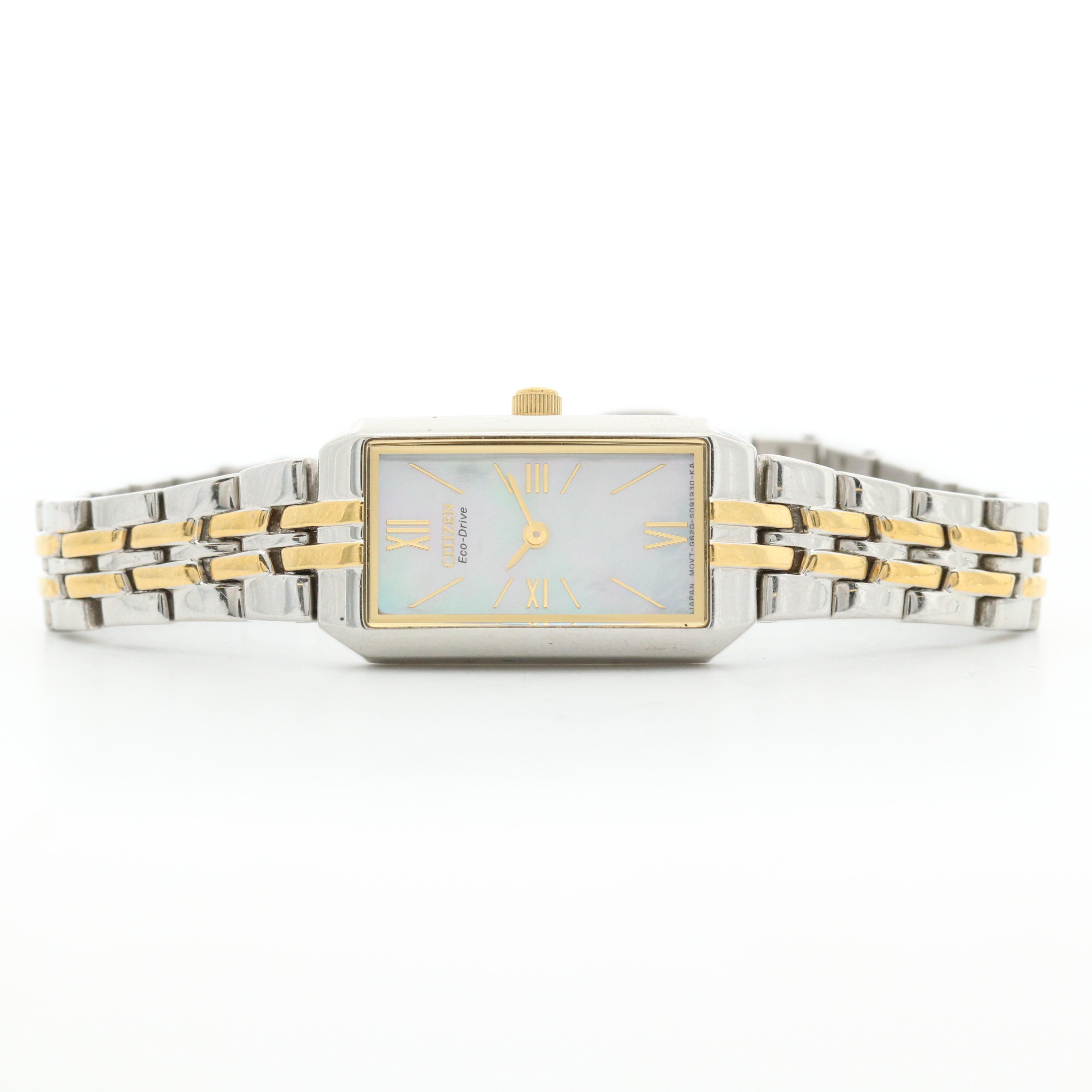 Citizen Eco-Drive Two Tone Watch With Mother of Pearl Dial