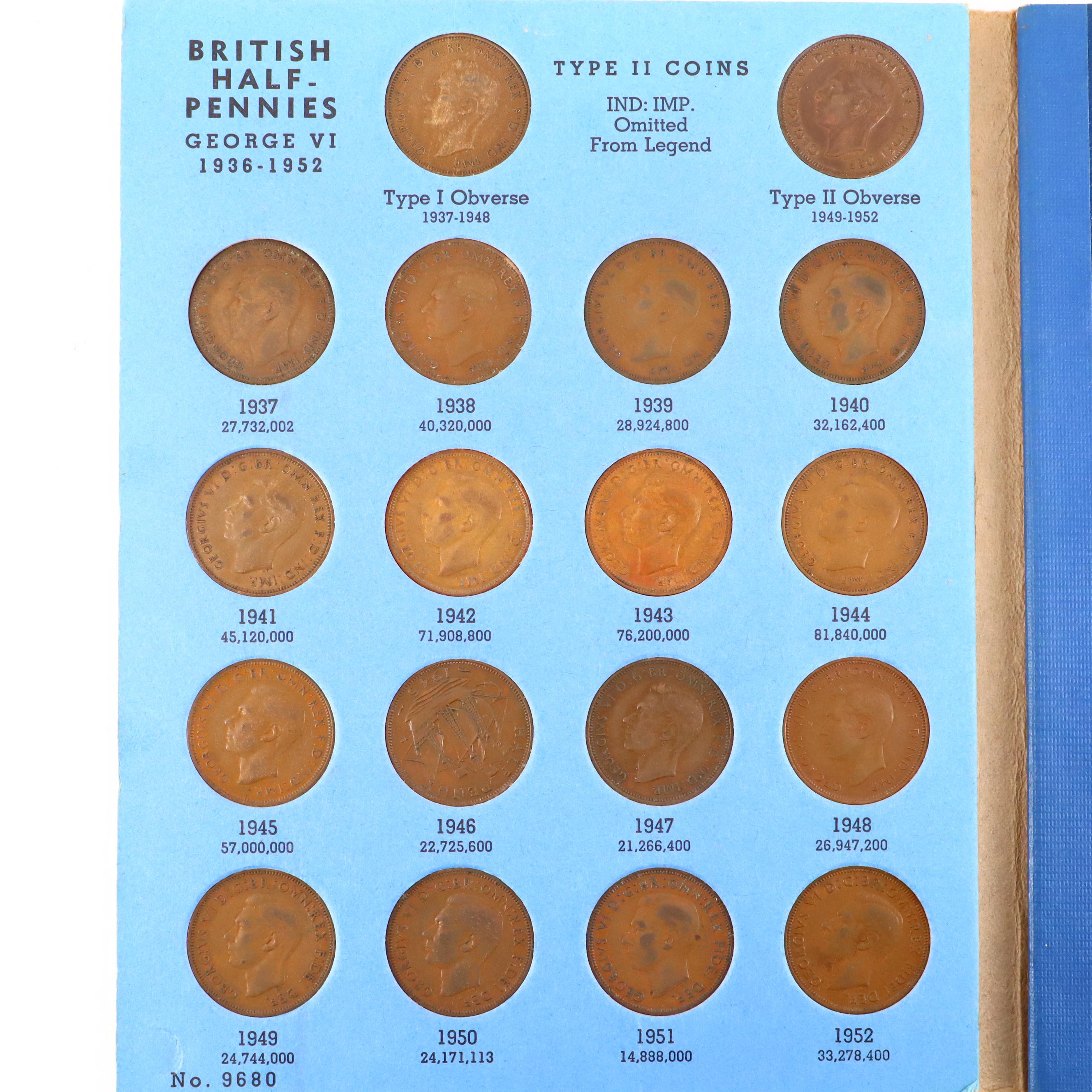 British Coin Collection in Four Whitman Coin Folders